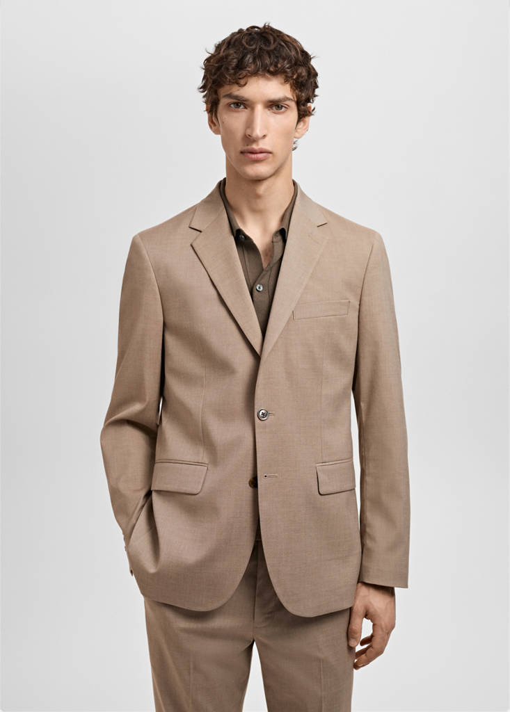 Milan slim-fit suit jacket — Beige
