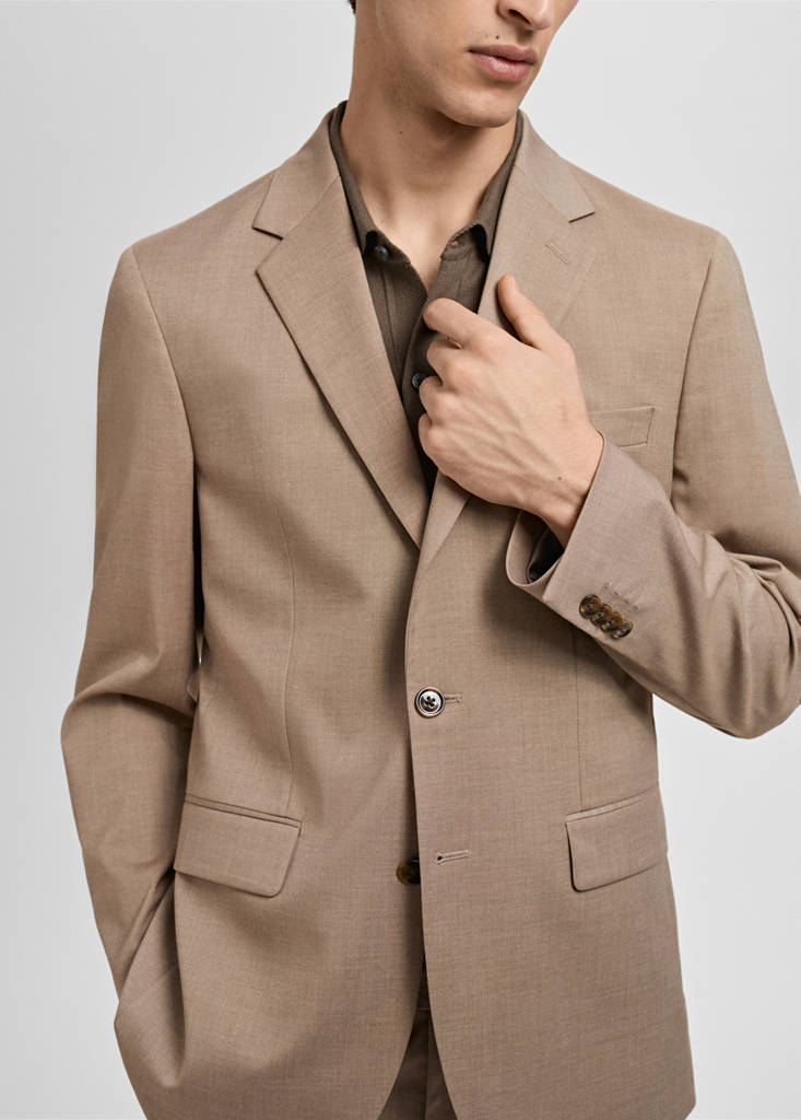 Milan slim-fit suit jacket — Beige
