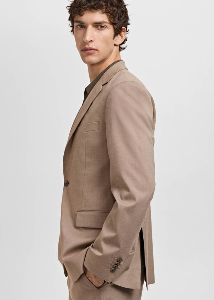 Milan slim-fit suit jacket — Beige