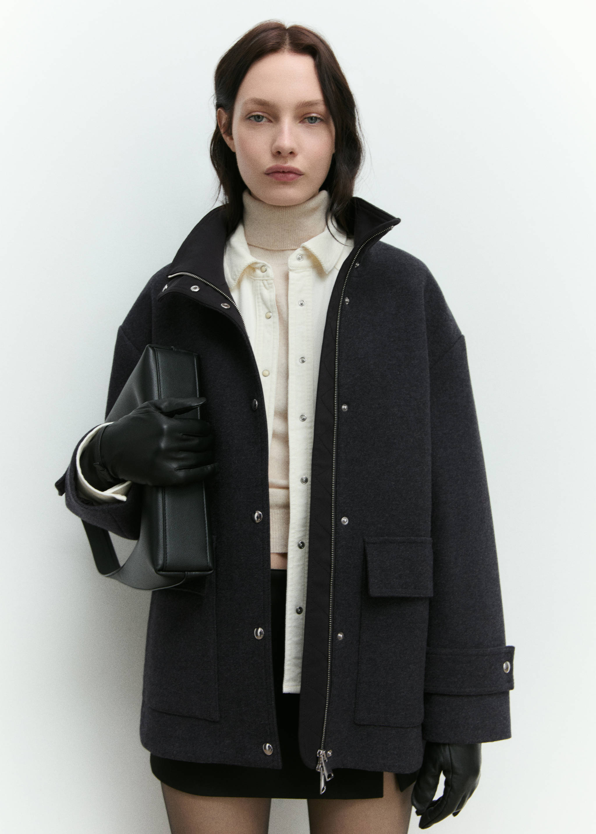 High neck midi wool coat - Details of the article 6