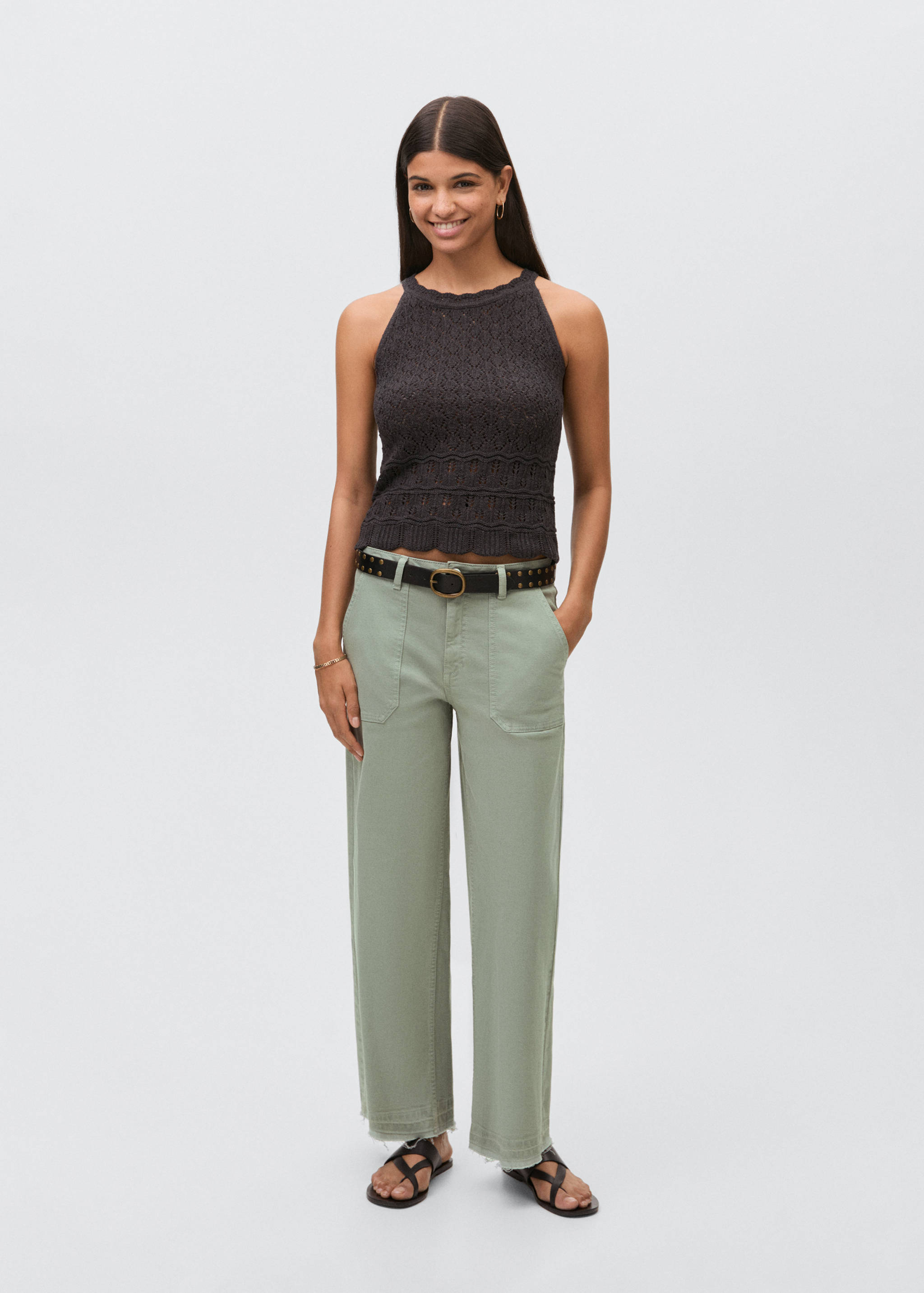 Calças culotte de bolsos - Plano geral