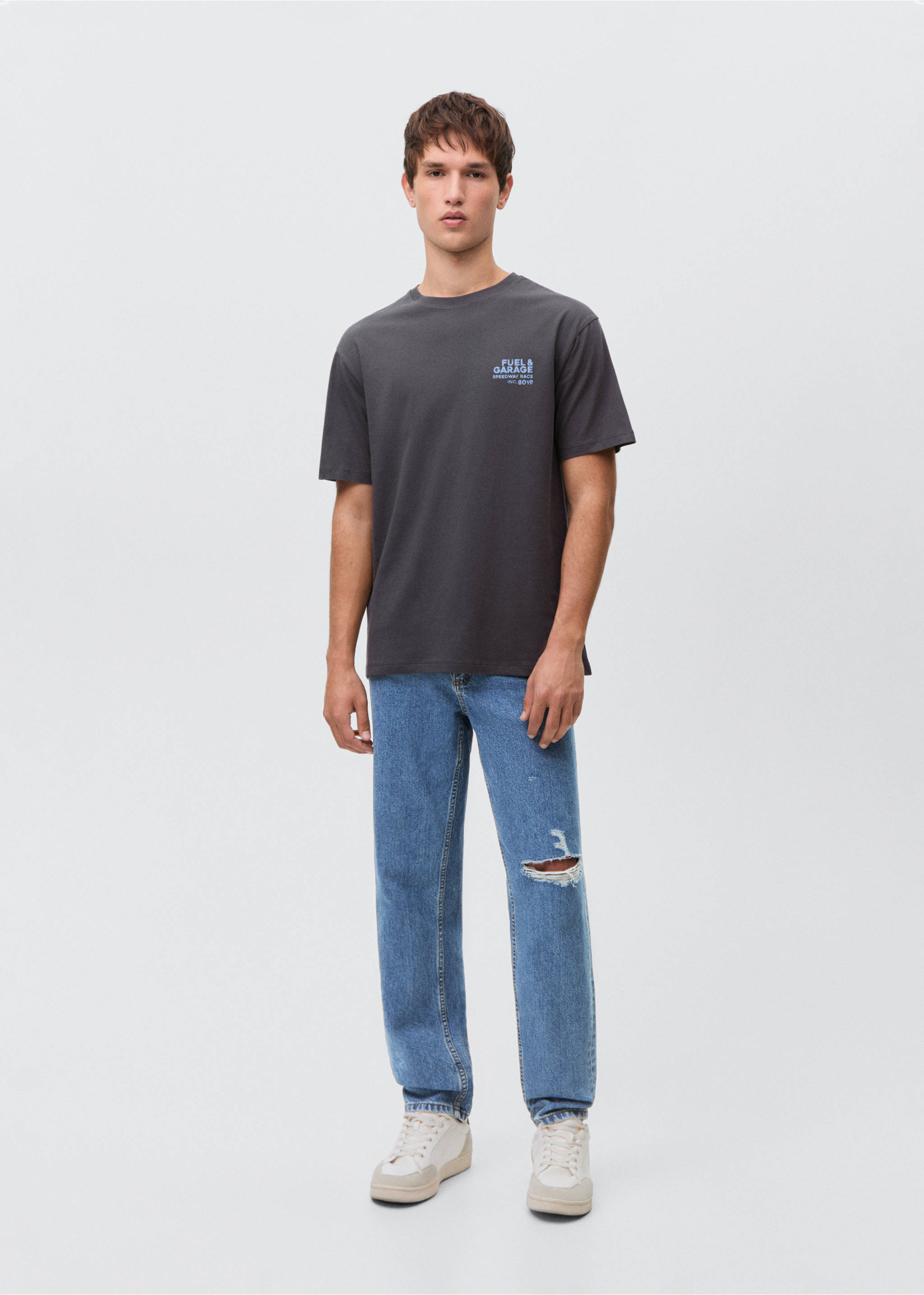 Ripped slim jeans - General plane, Medium Blue. Ref: 87011055-00.