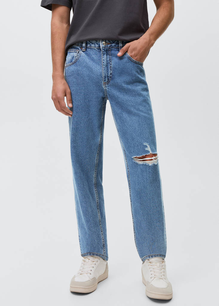 Ripped slim jeans — Medium Blue