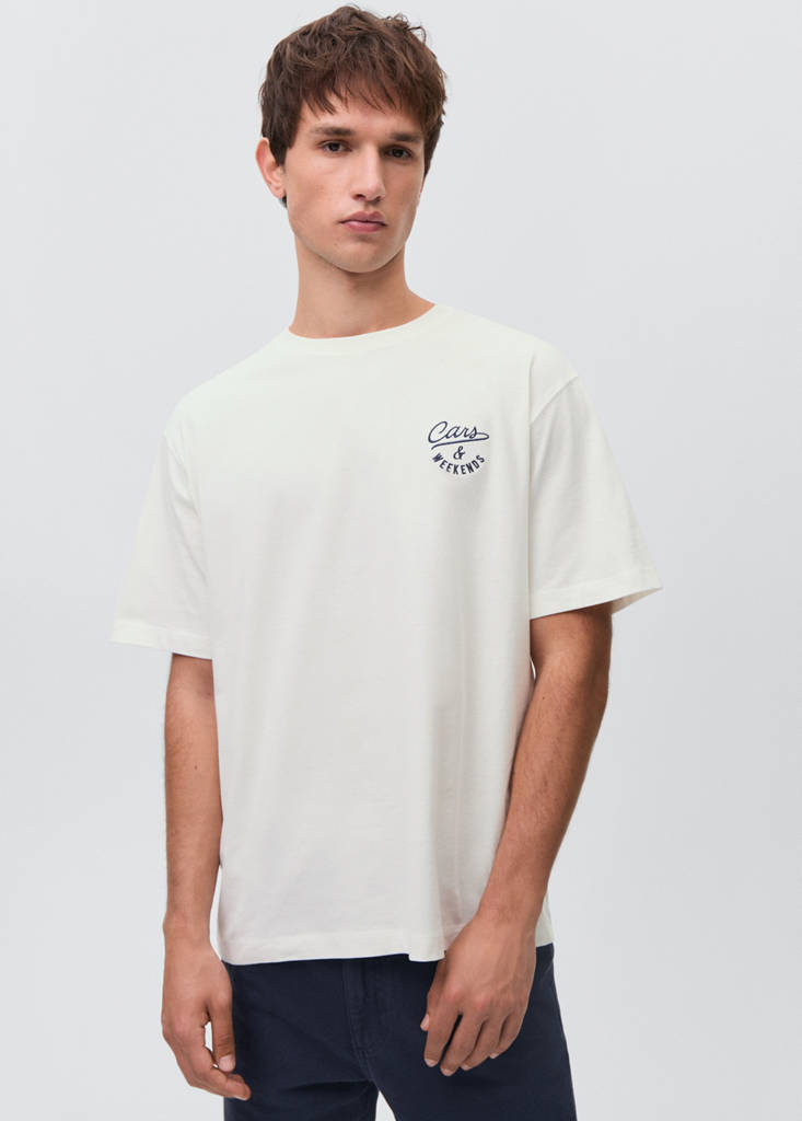 Printed cotton-blend T-shirt — Off White