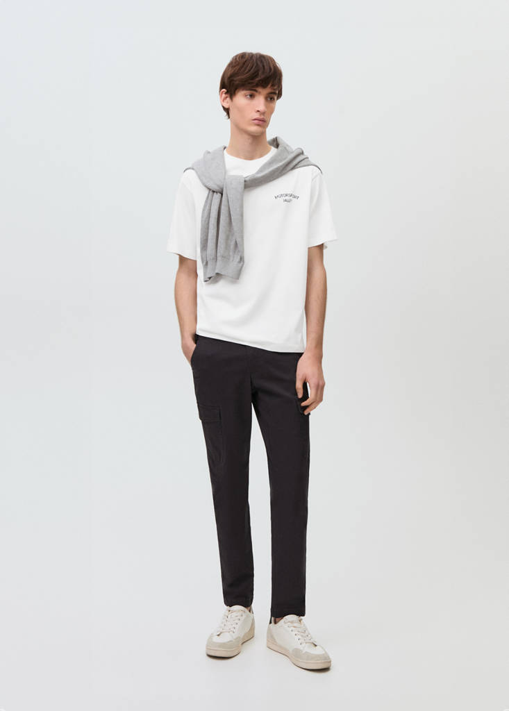 Printed cotton-blend T-shirt — Off White