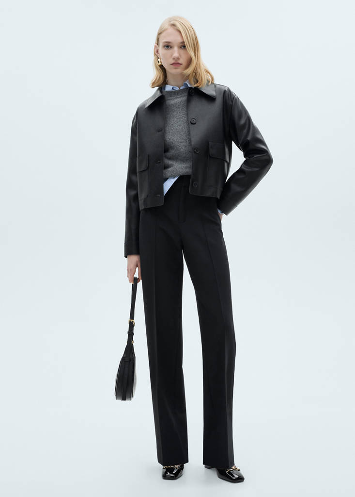 MANGO - Pantalon droit pinces noir - 32