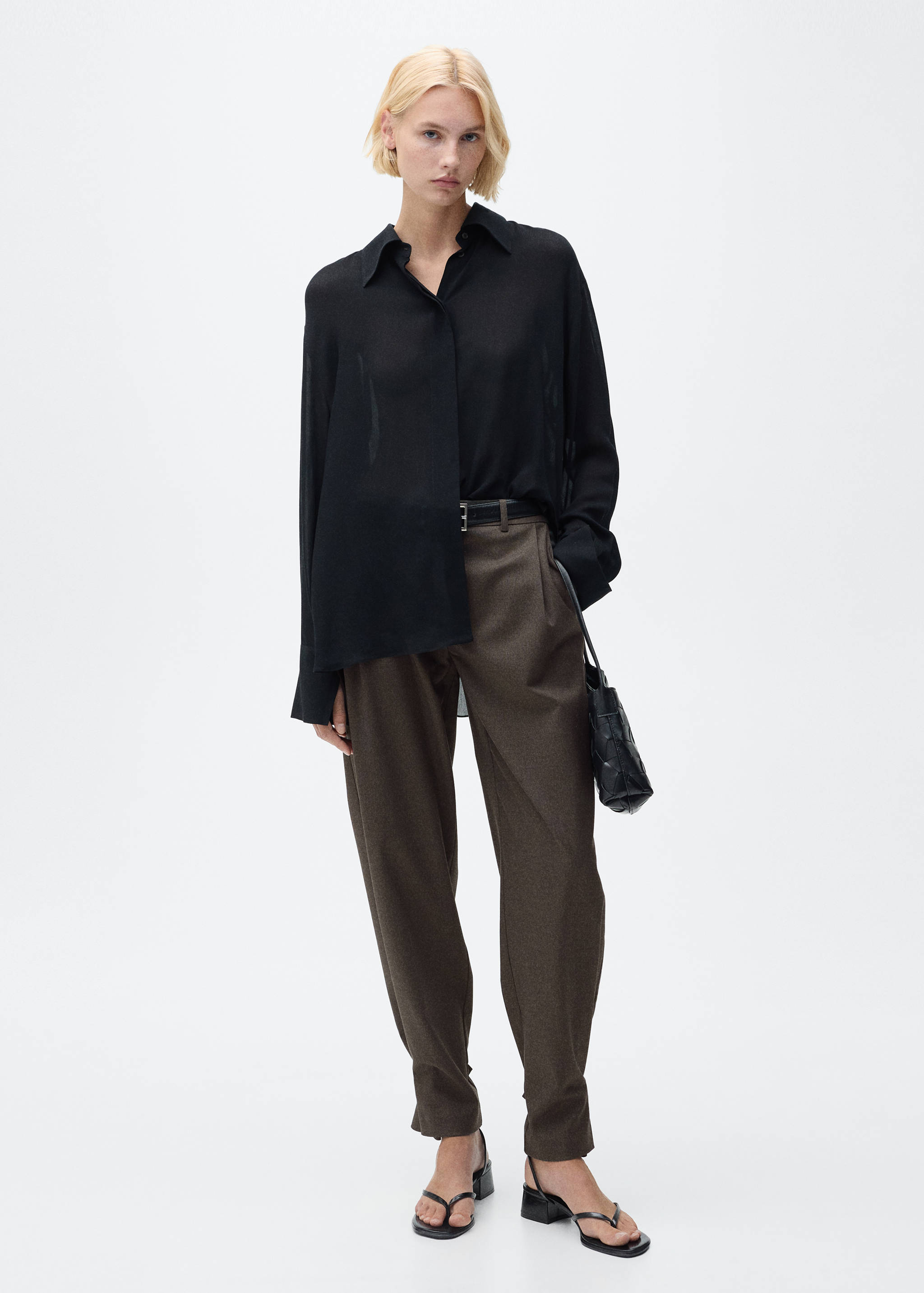 Buttoned-hem wide leg trousers - General plane