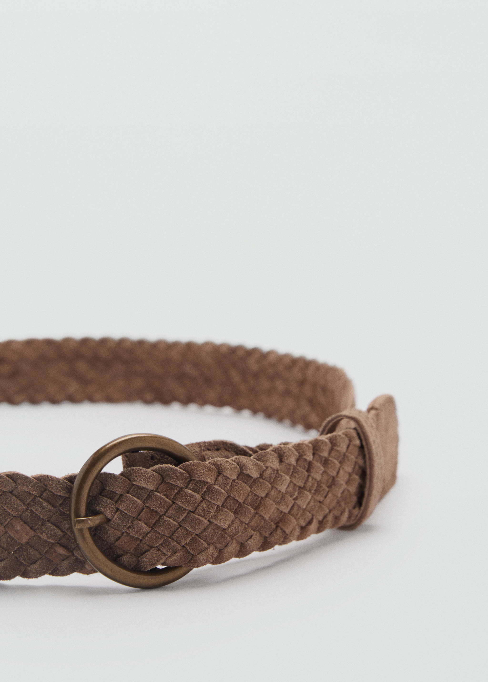 Ceinture cuir suède tressée - Plan moyen