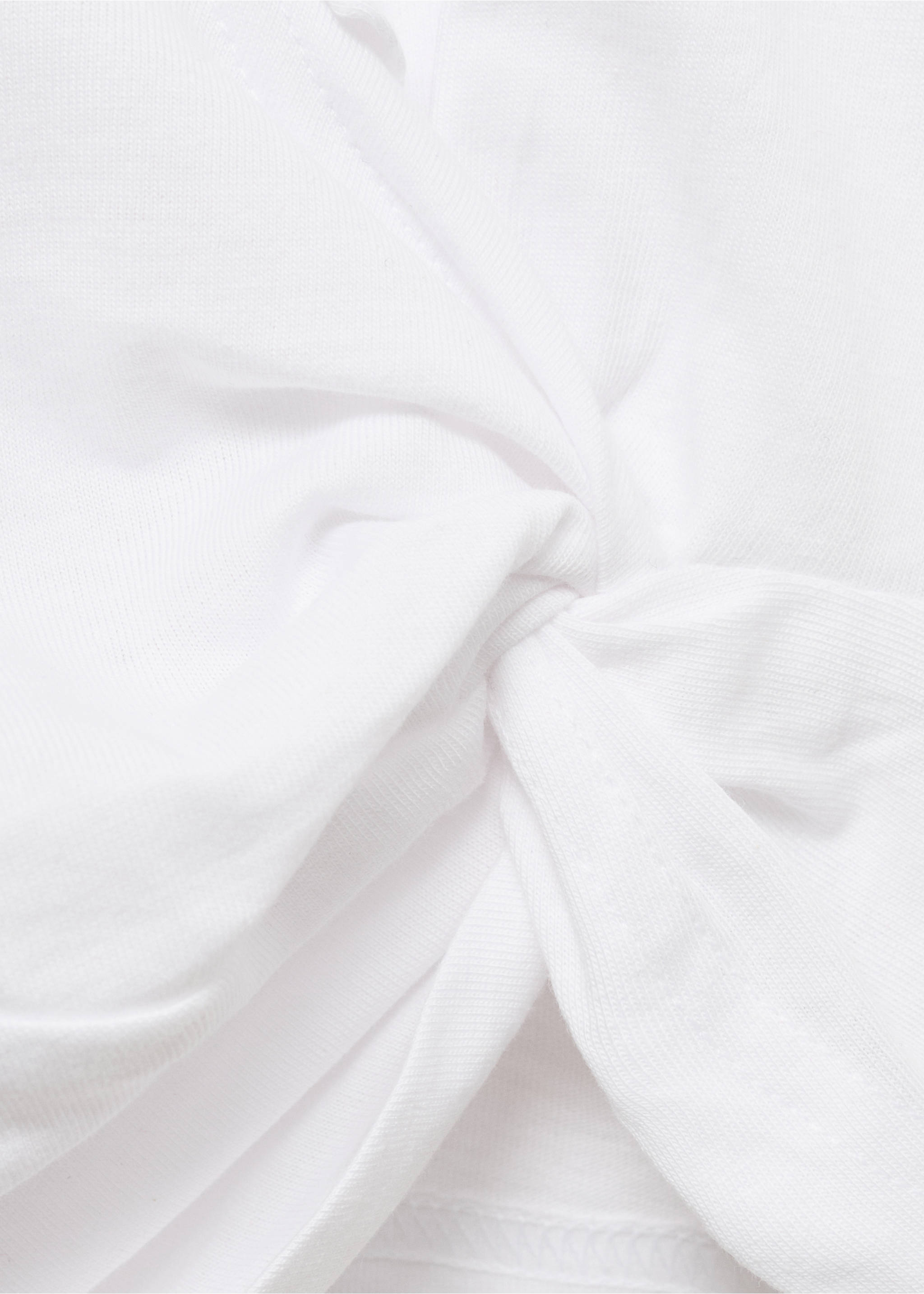 Cotton t-shirt with knot detail - Details of the article 8, White. Ref: 87012531-00.