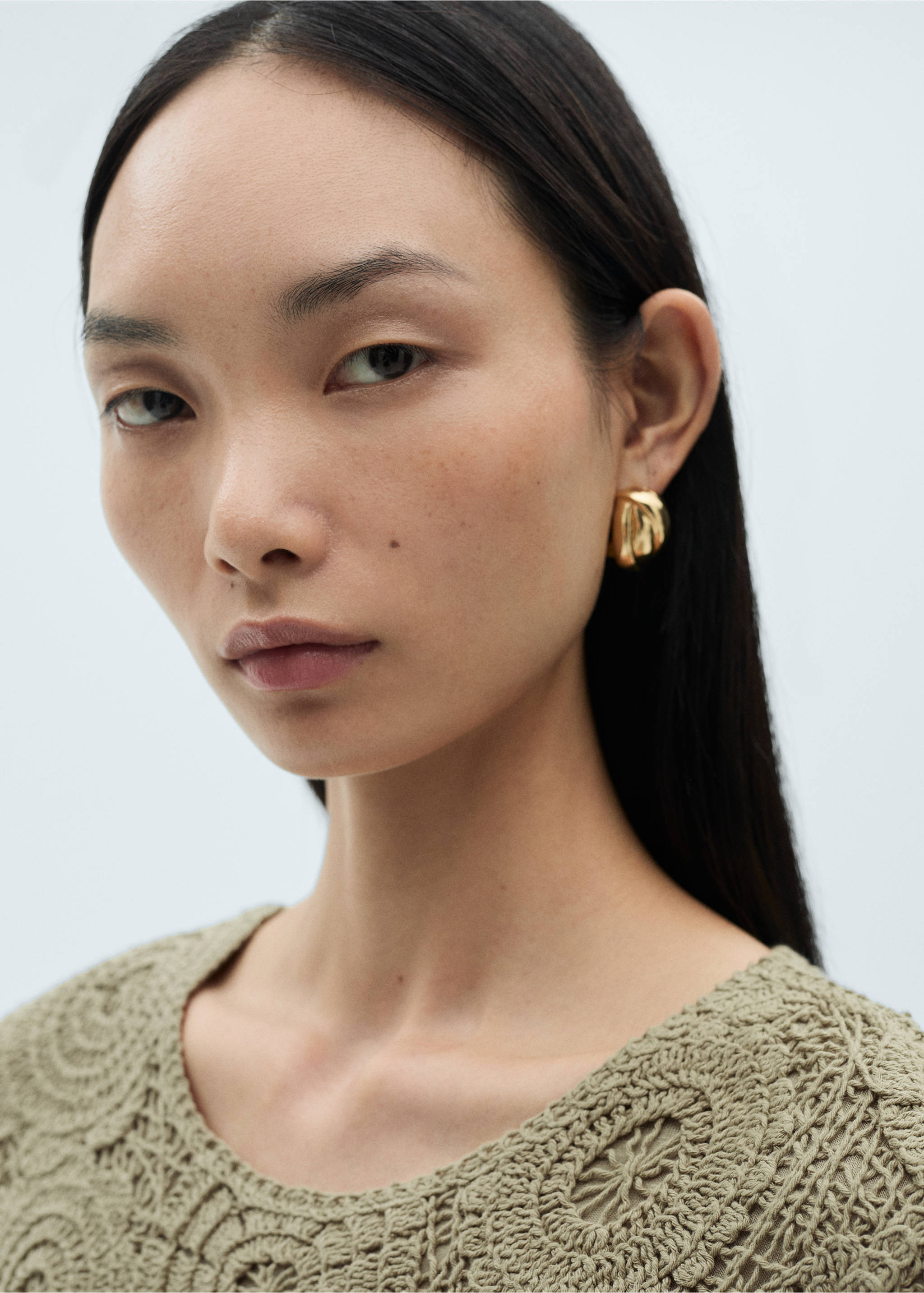 Crochet knitted dress - Details of the article 1, Khaki. Ref: 87012533-00.