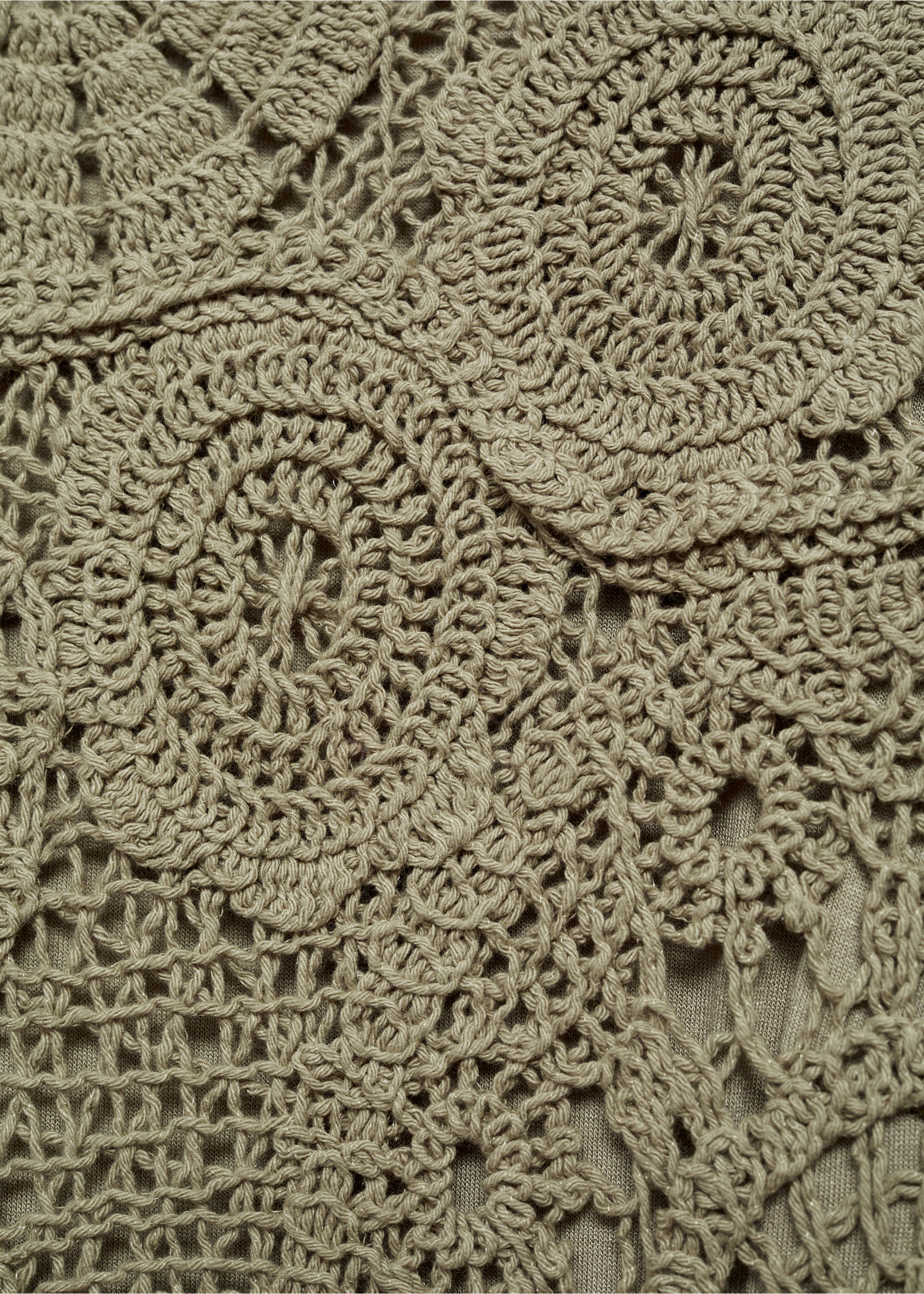 Crochet knitted dress - Details of the article 8, Khaki. Ref: 87012533-00.