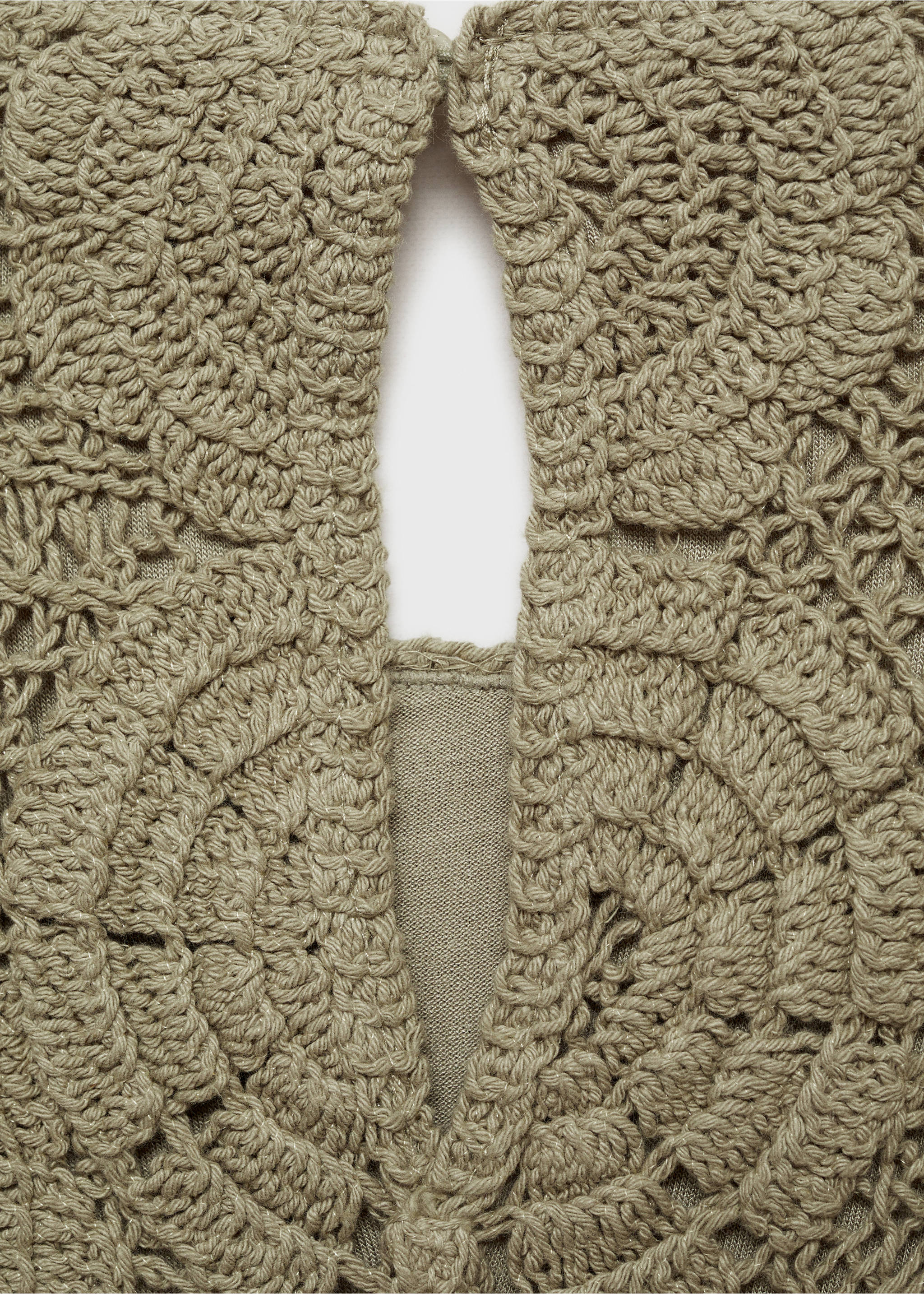 Crochet knitted dress - Details of the article 0, Khaki. Ref: 87012533-00.