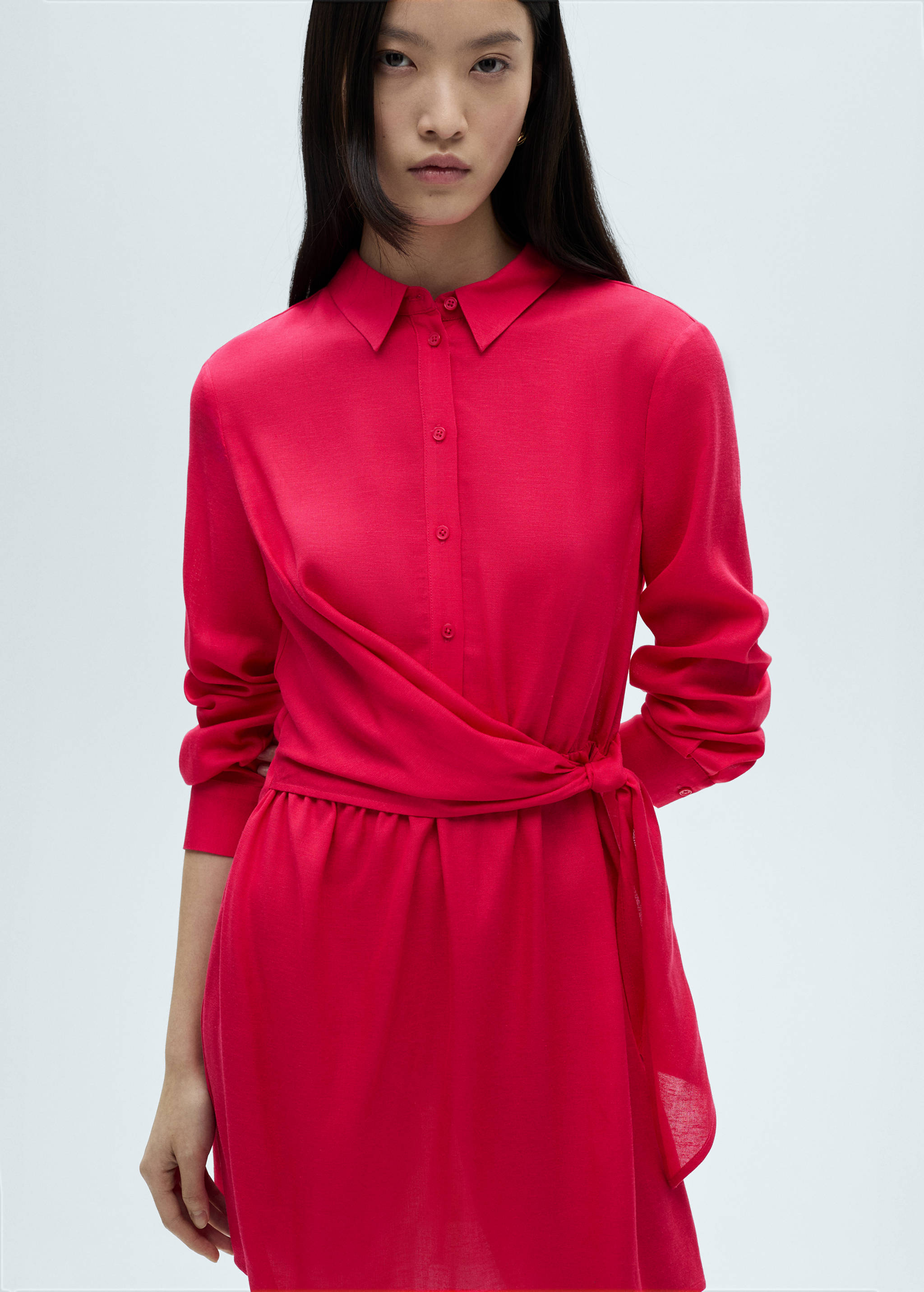 Knot detail shirt dress - Medium plane