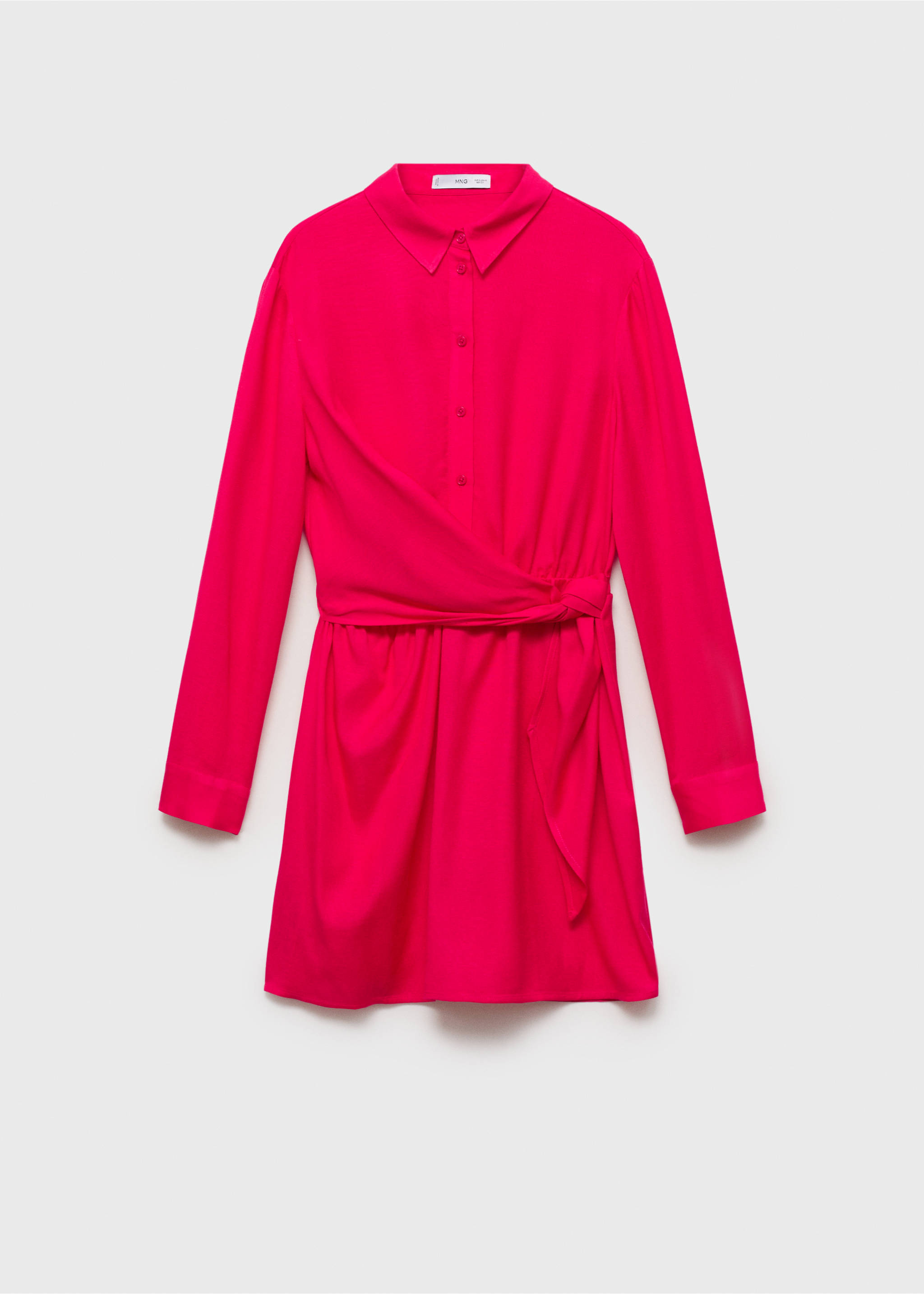 Knot detail shirt dress - Article without model, Red. Ref: 87012534-00.