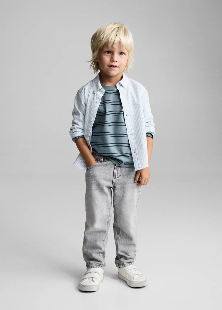 Striped cotton shirt — Aqua Green