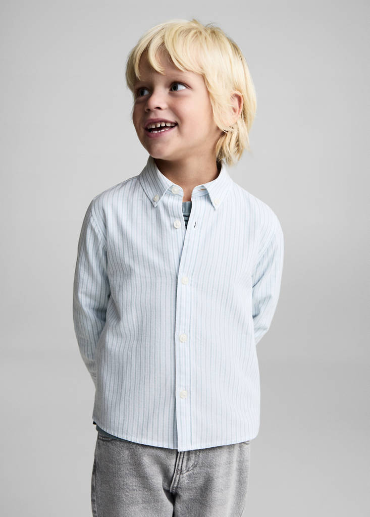 Striped cotton shirt — Aqua Green