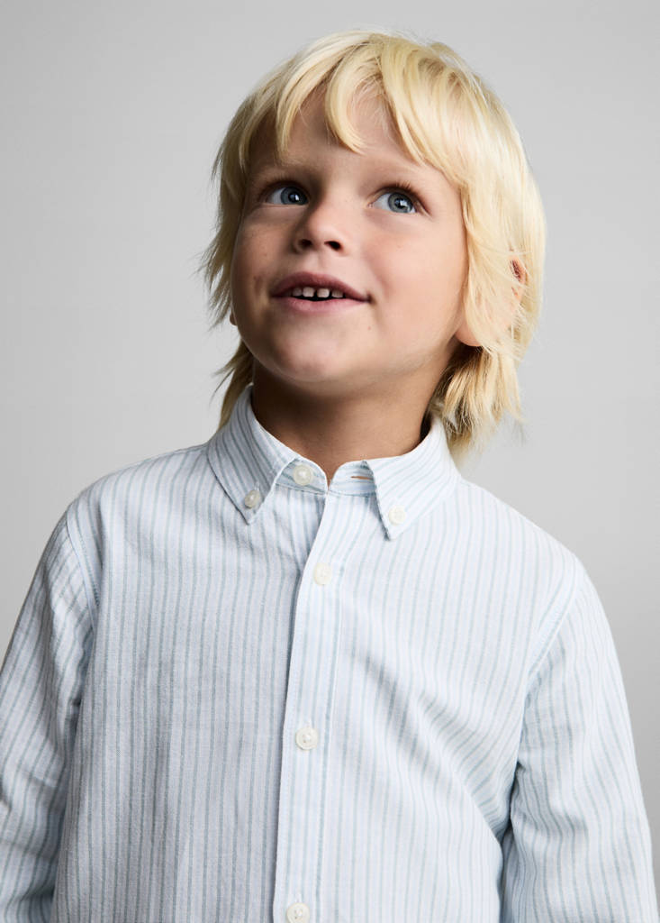 Striped cotton shirt — Aqua Green