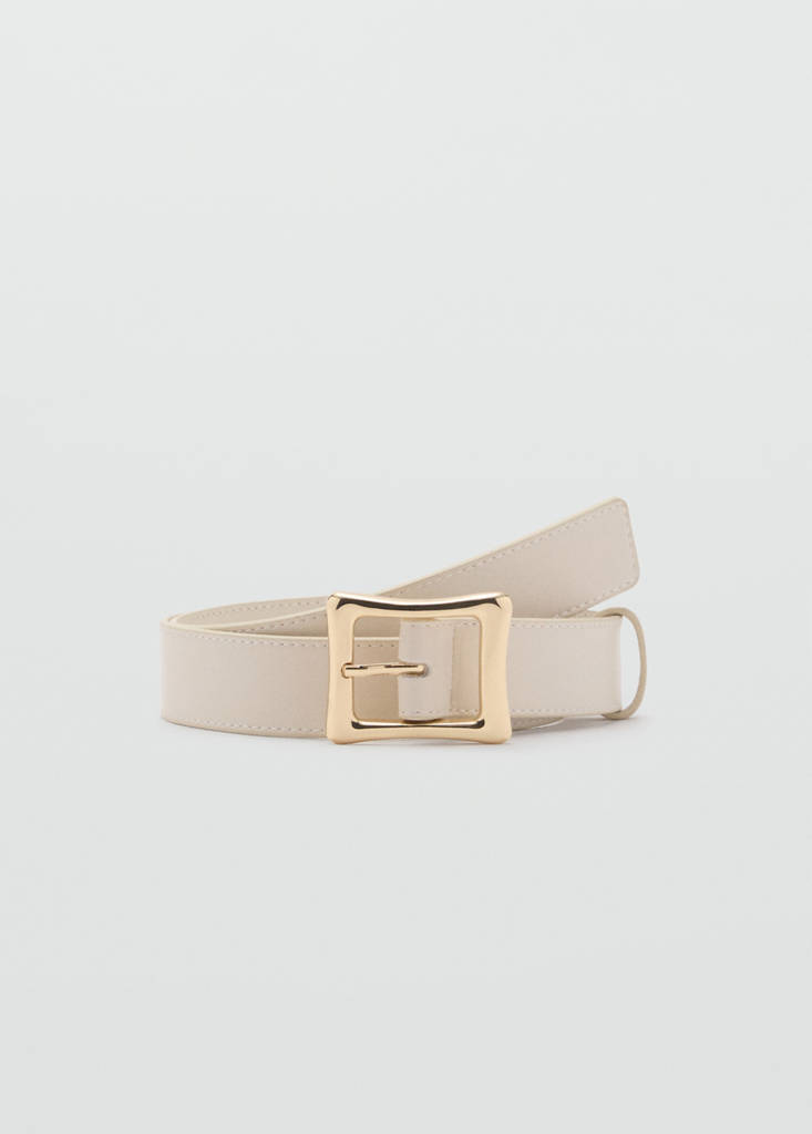 MANGO - Ceinture boucle carrée écru - XL