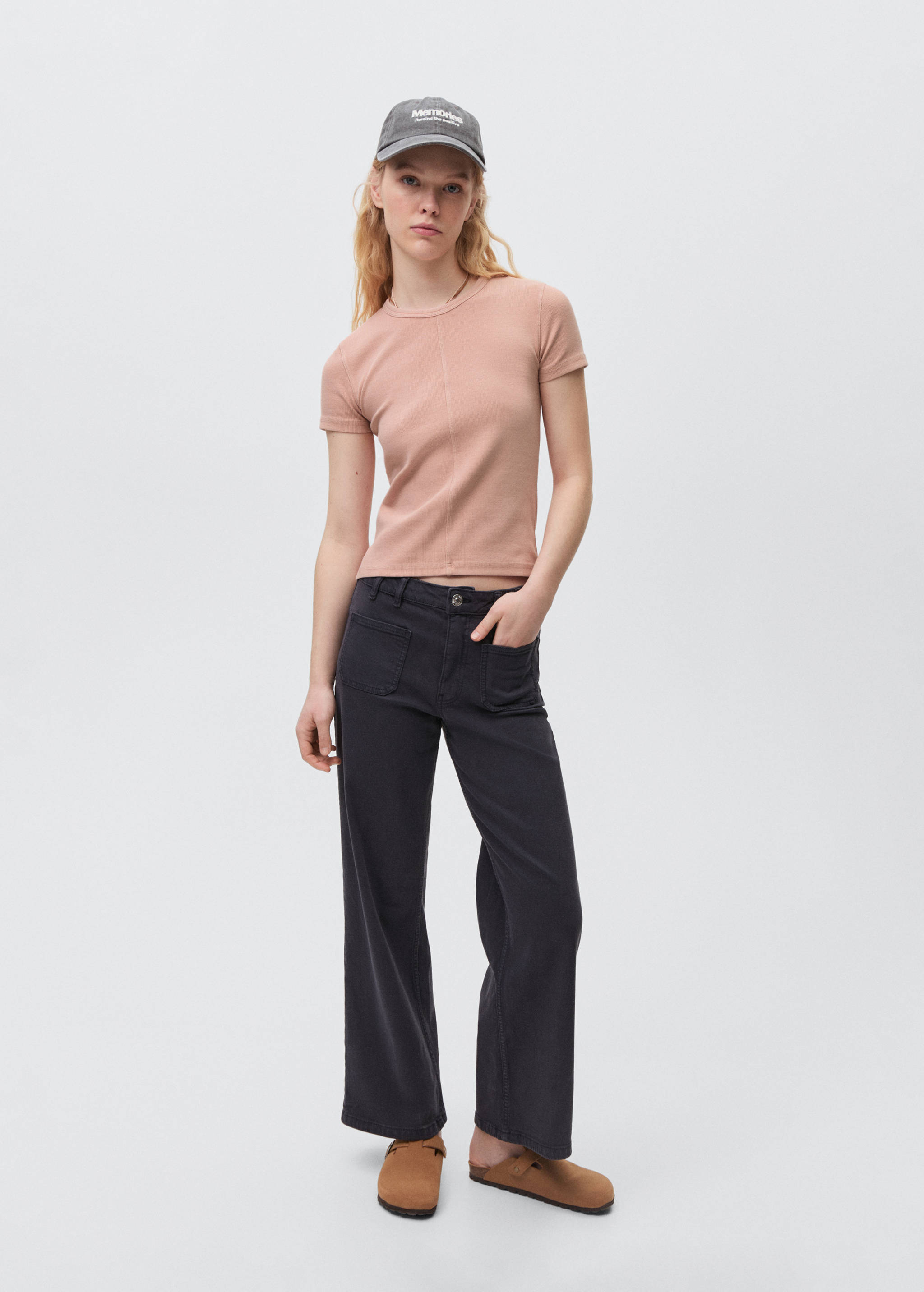 Camiseta crop canalé - Plano general