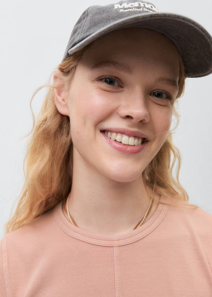 Ribbed crop T-shirt — Pale Pink