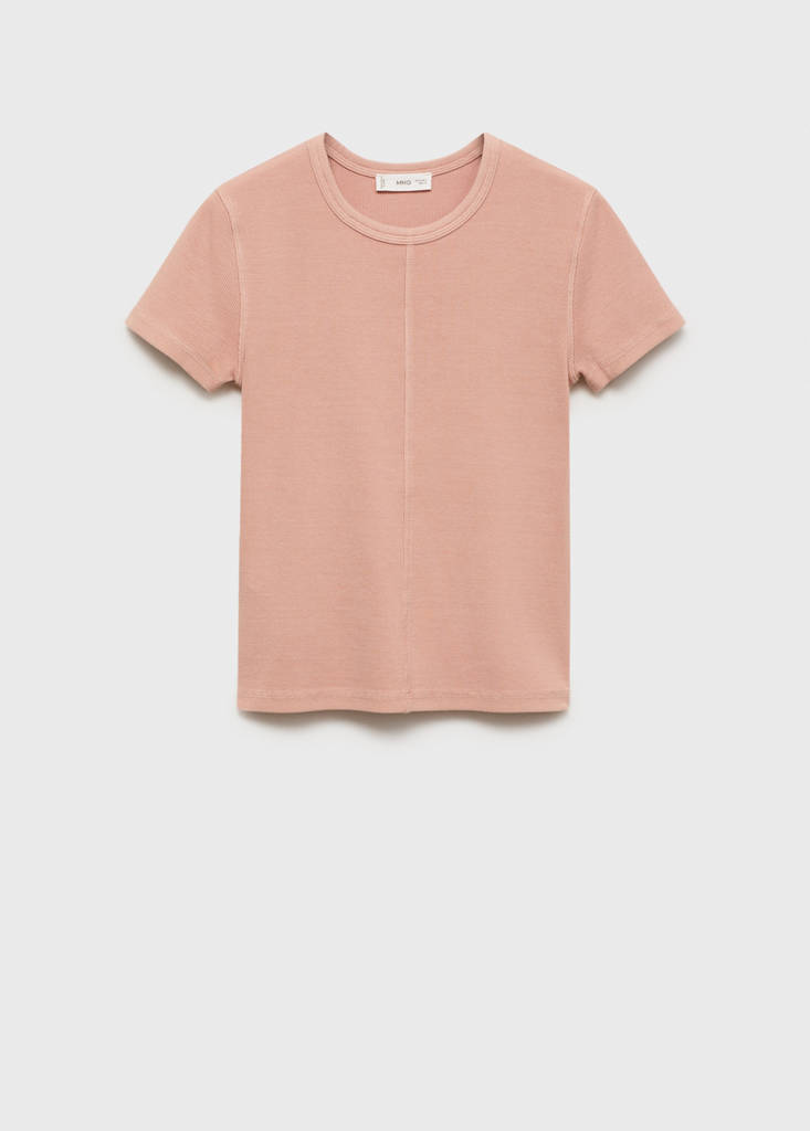 Ribbed crop T-shirt — Pale Pink