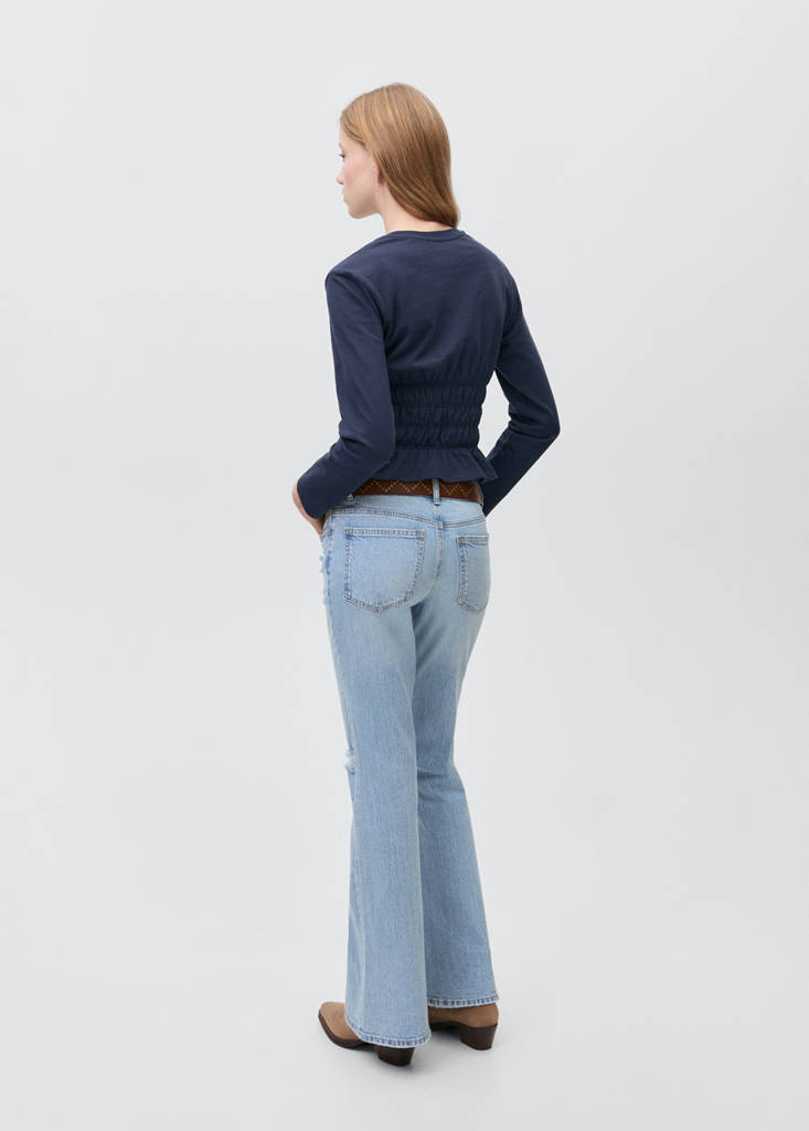 T-shirt with gathered waist — Dark Navy