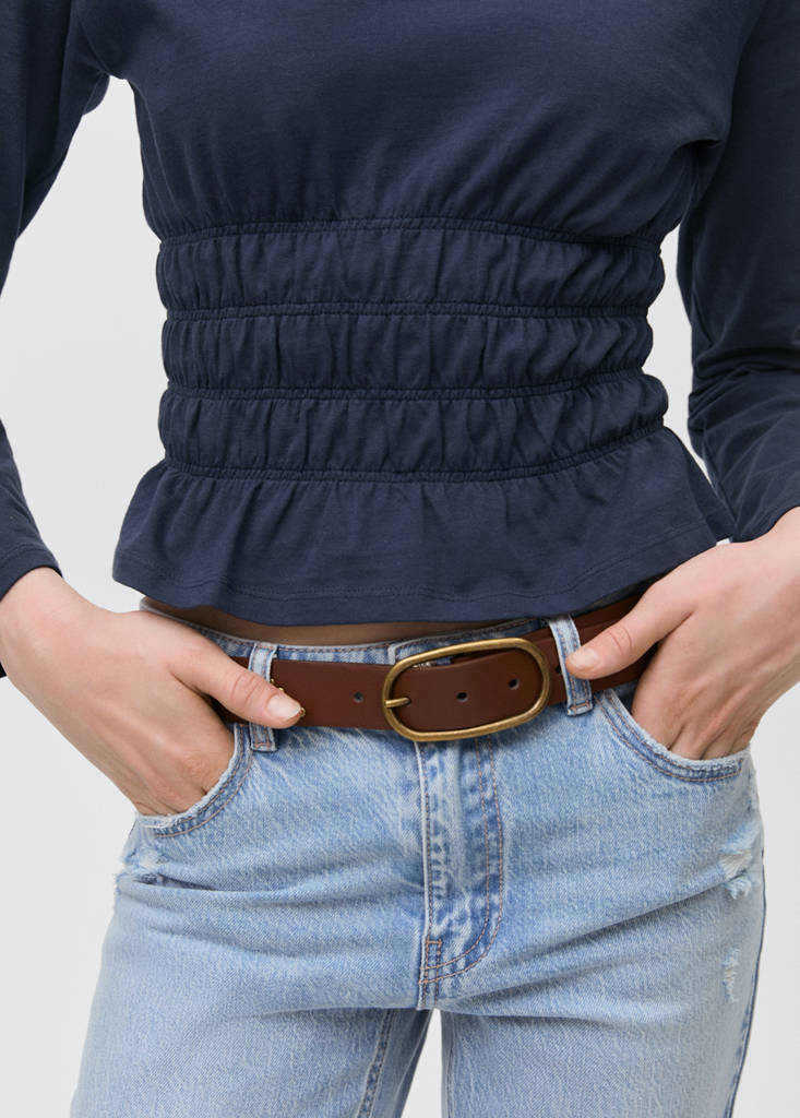 T-shirt with gathered waist — Dark Navy