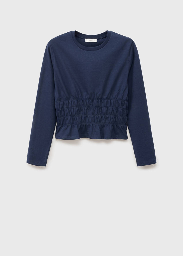 T-shirt with gathered waist — Dark Navy