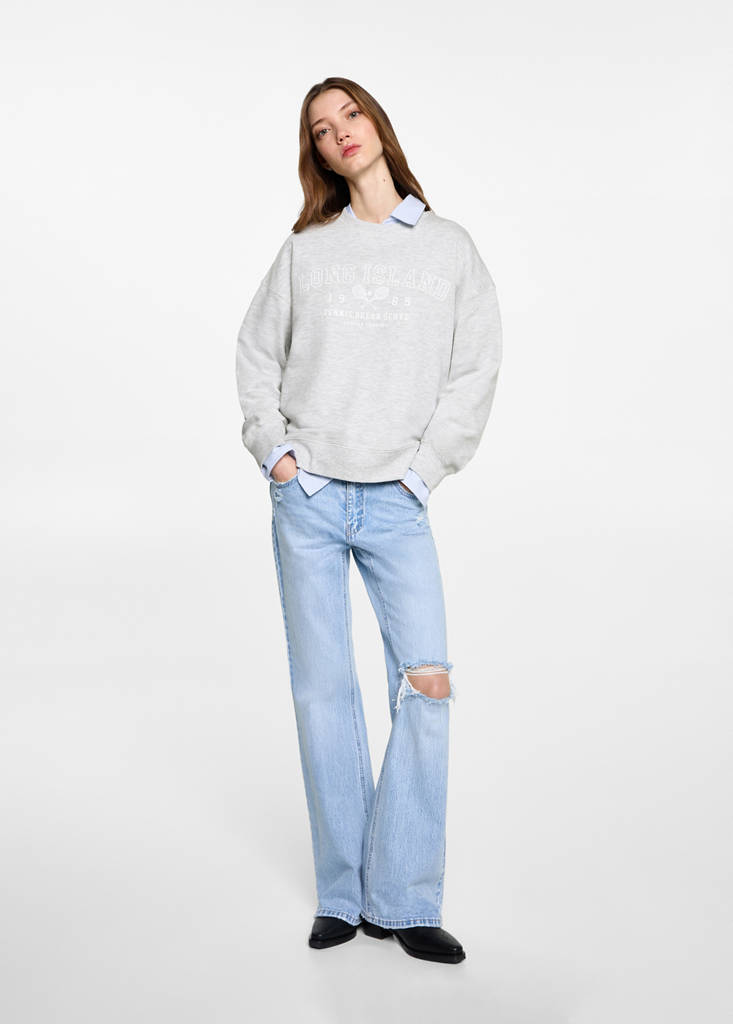Printed cotton sweatshirt — Light Heather Grey
