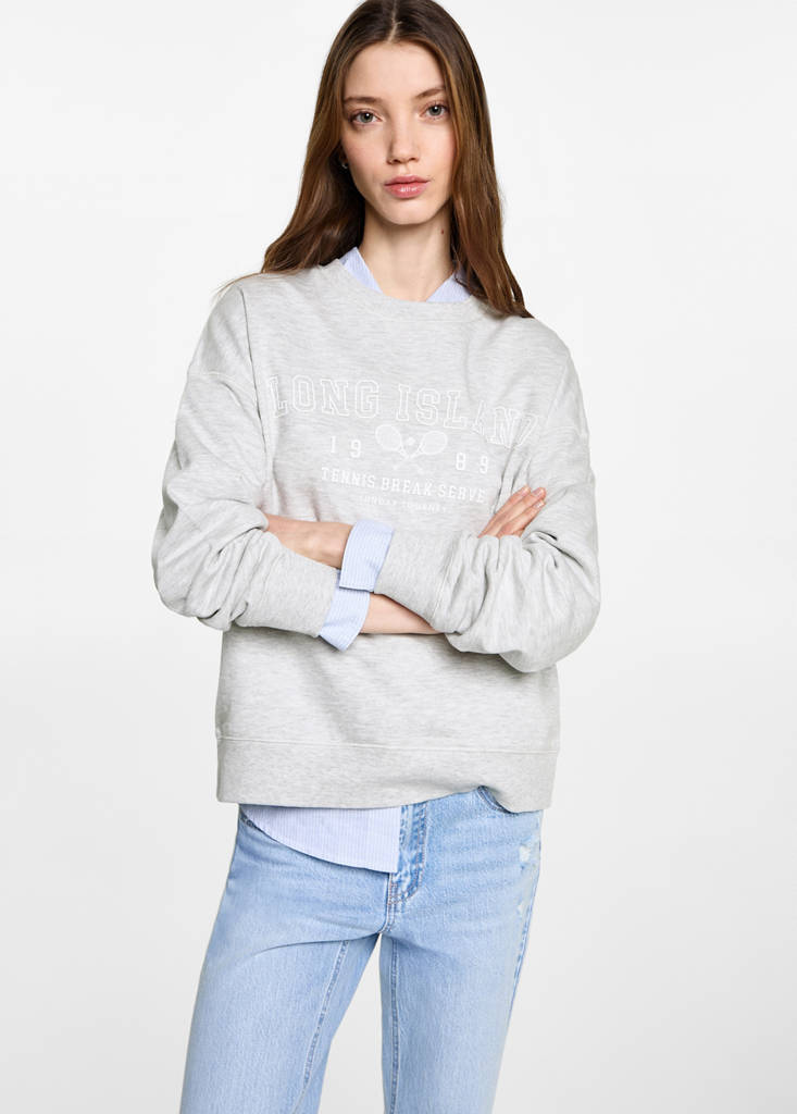 Printed cotton sweatshirt — Light Heather Grey