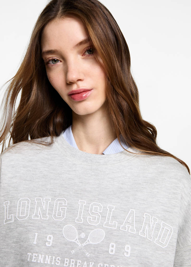 Printed cotton sweatshirt — Light Heather Grey