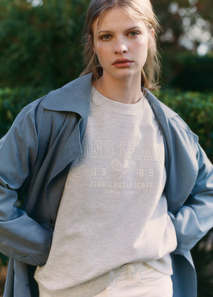 Printed cotton sweatshirt — Light Heather Grey