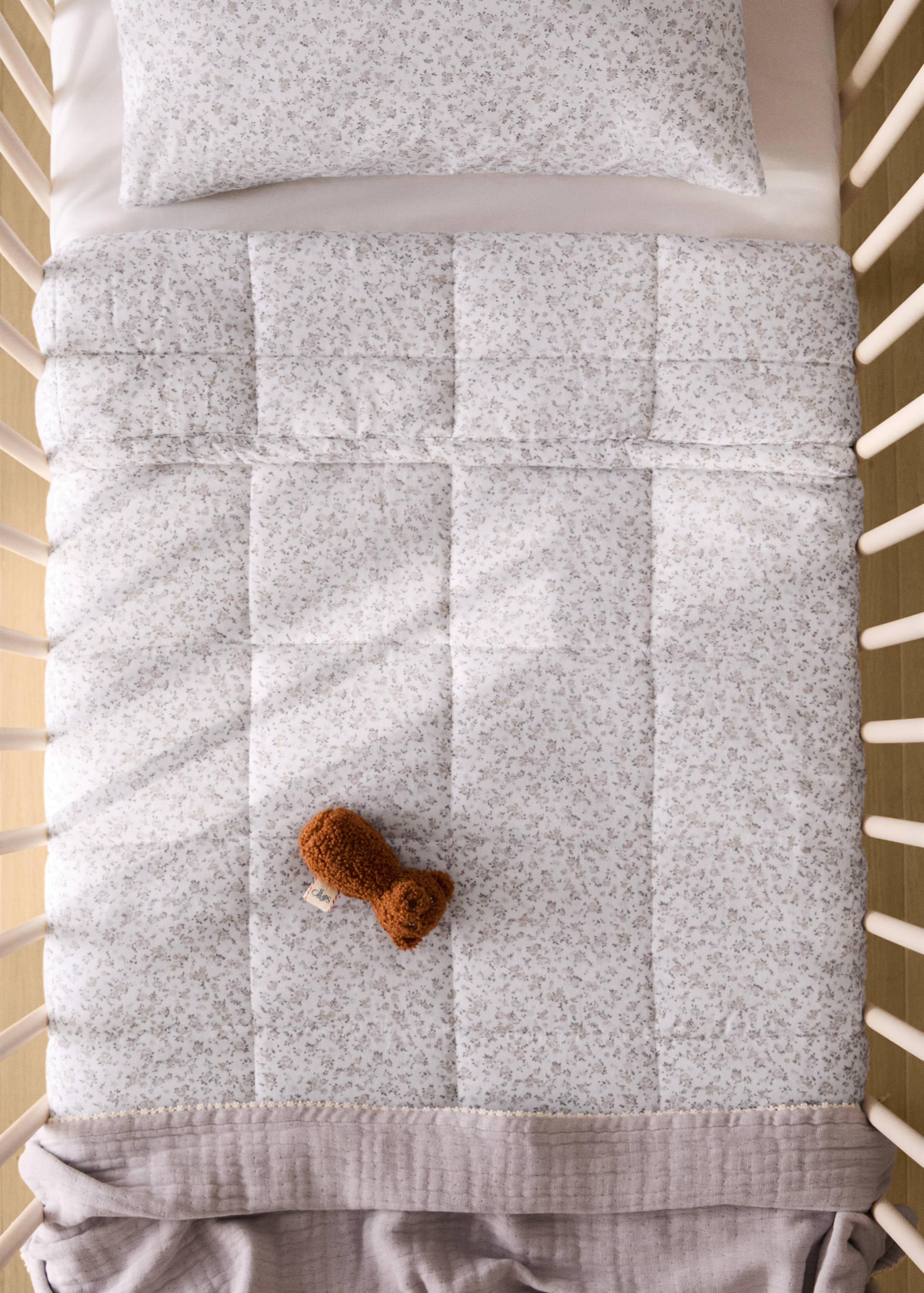 Pamut gyerek ágytakaró virágmintával, 90/105 cm - Általános sík