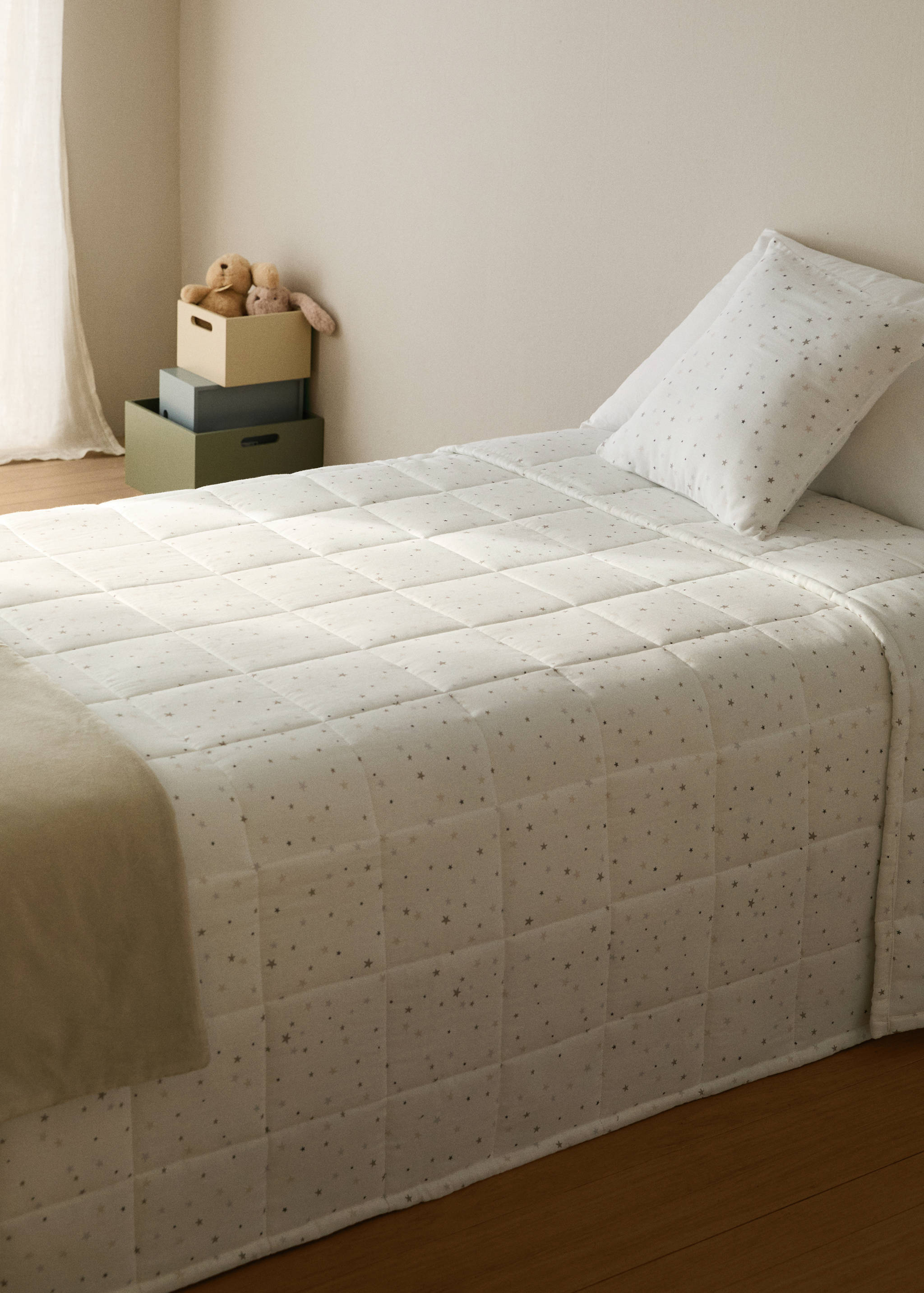 Cotton floral-print children's bedspread for 90/105 cm bed - General plane