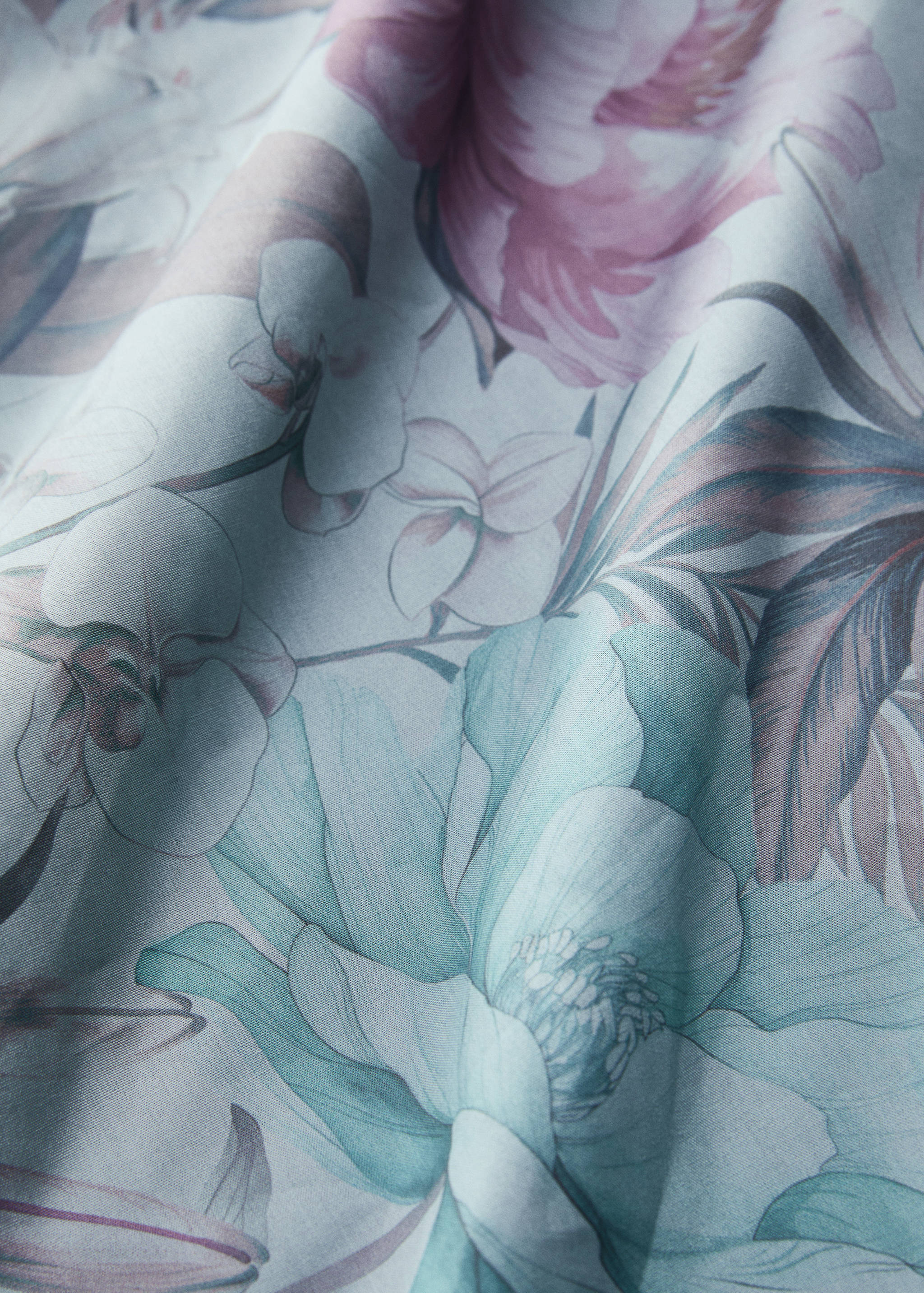 Cotton percale multi-colored floral-print duvet cover for 150/160cm bed - Details of the article 3