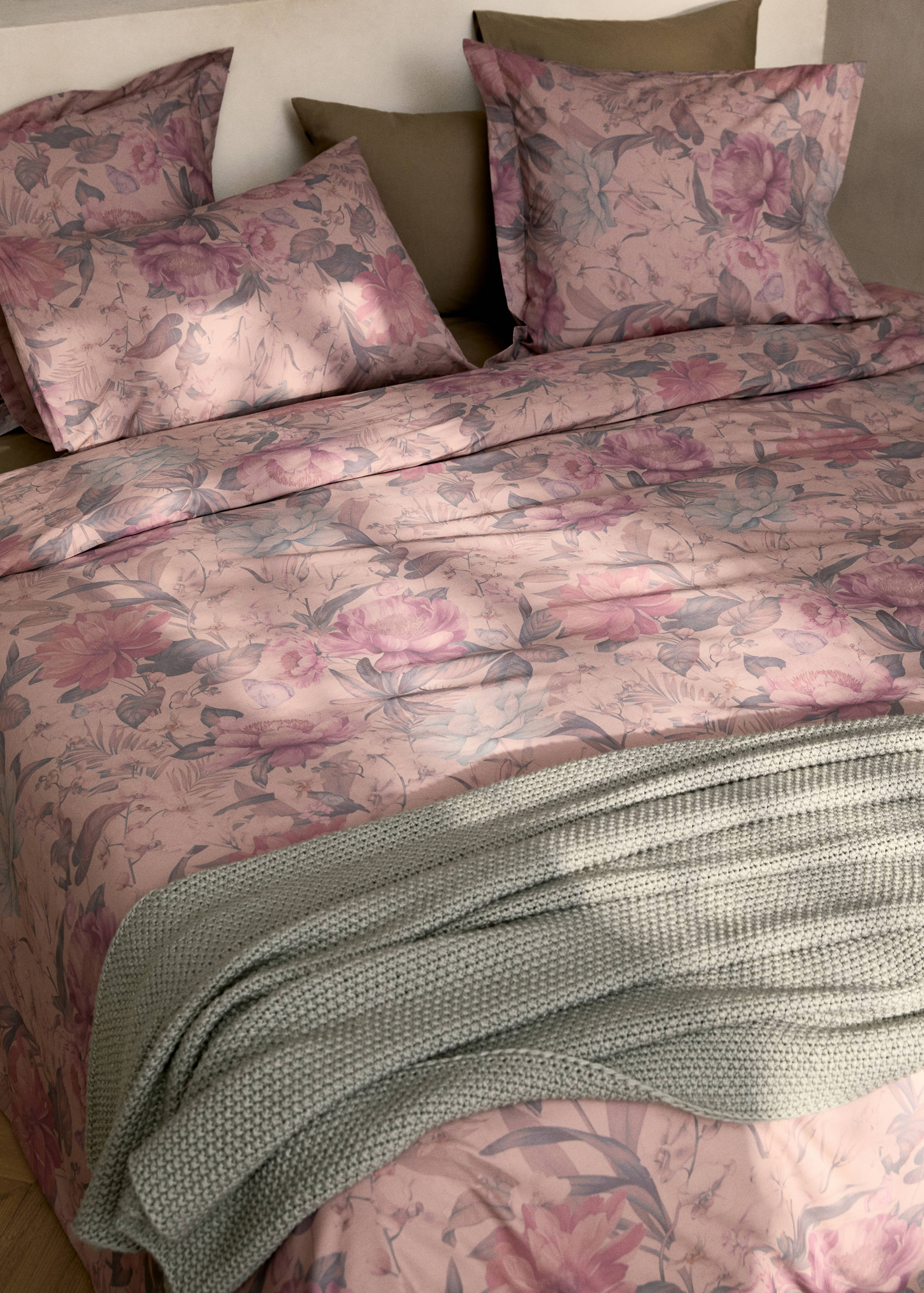 Cotton percale multi-colored floral-print duvet cover for 150/160cm bed - Details of the article 7