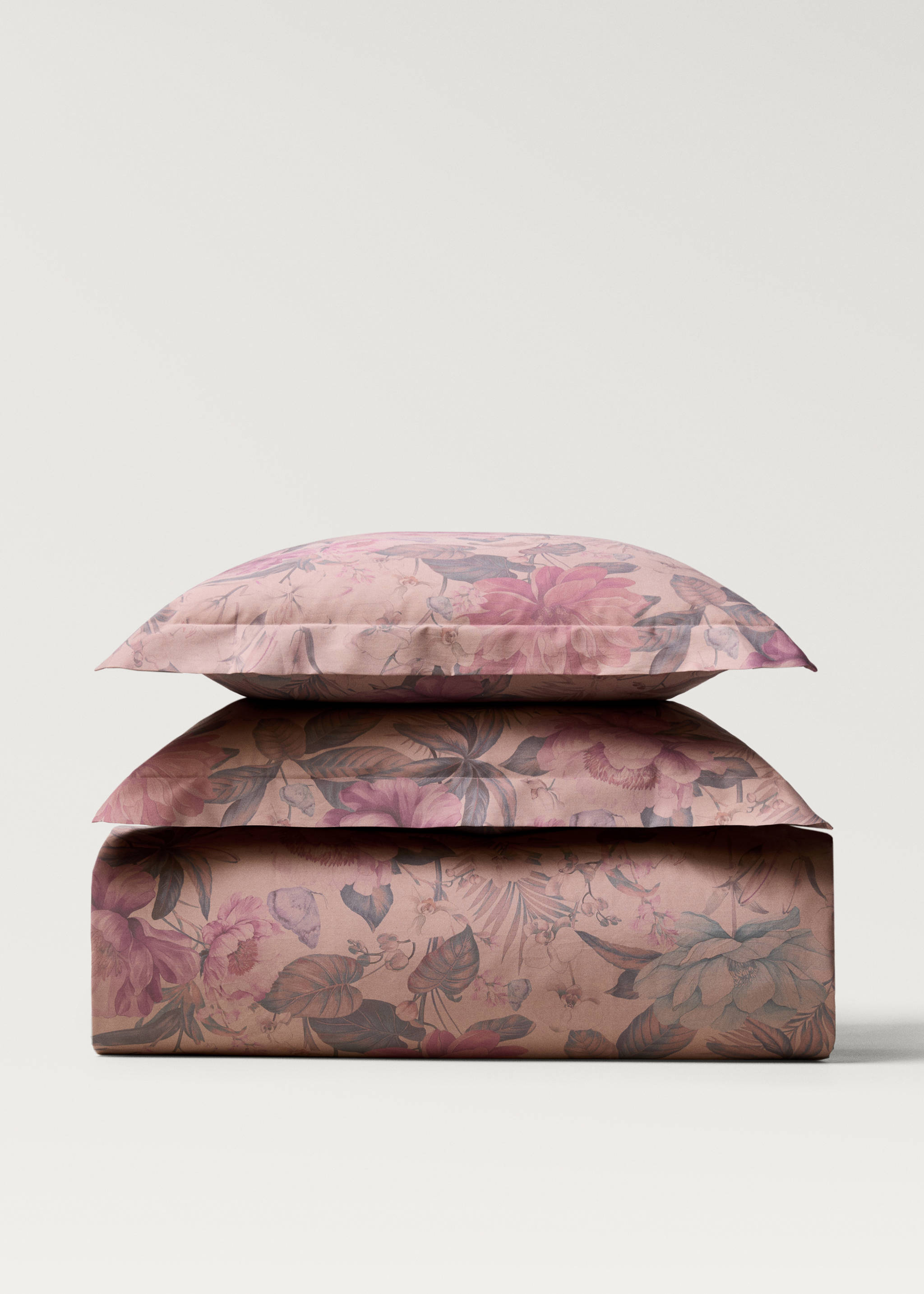 Cotton percale multi-colored floral-print duvet cover for 150/160cm bed - Article without model