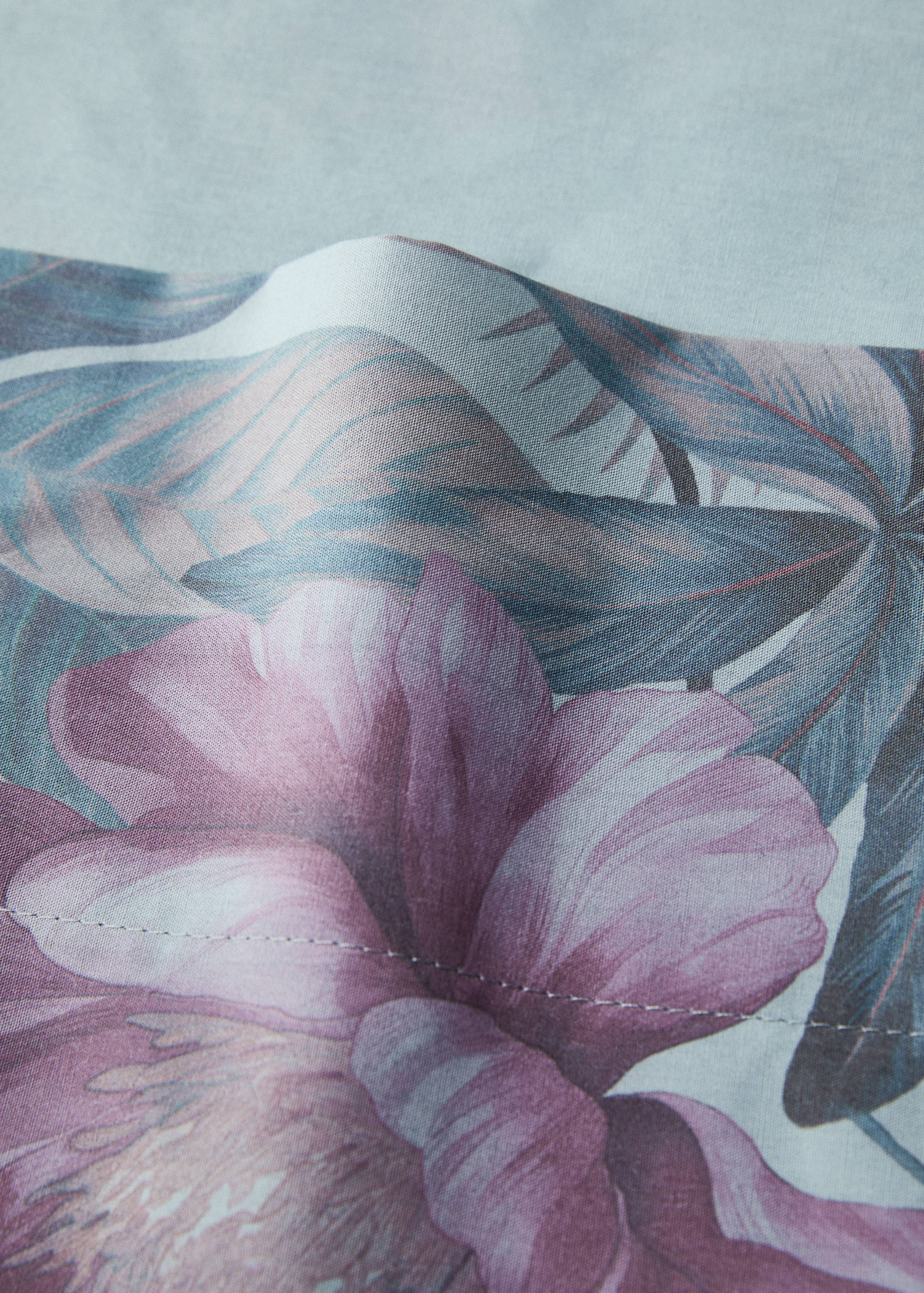 Multicolor floral-printed cotton percale flat sheet for 90-cm bed - Details of the article 1