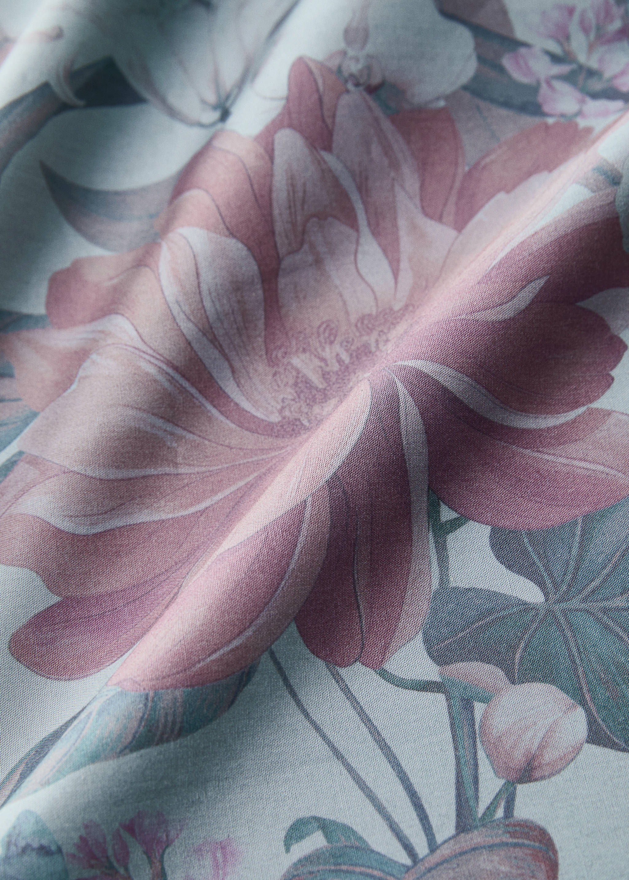 Multicolor floral-printed cotton percale flat sheet for 90-cm bed - Details of the article 3