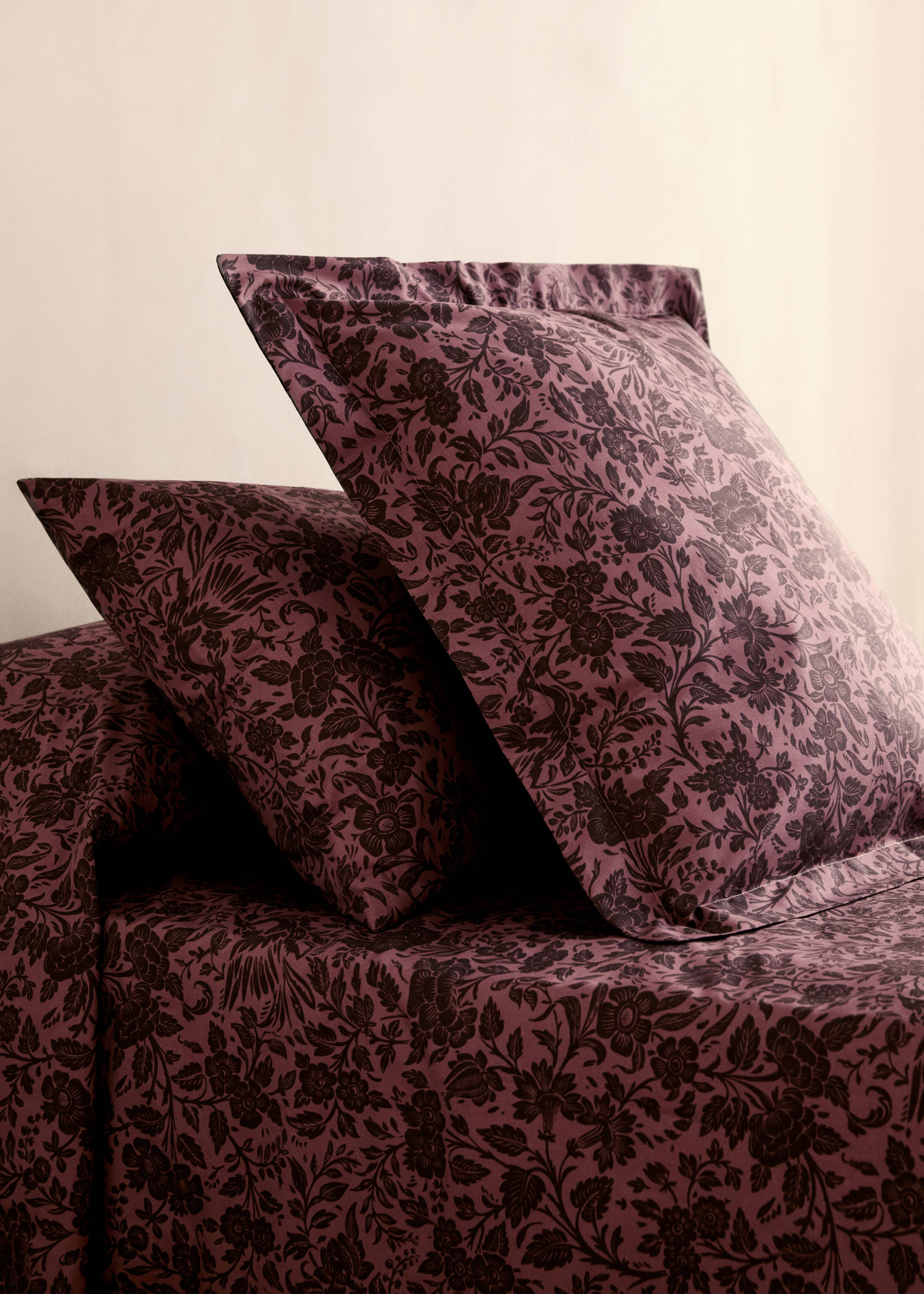 Due federe percalle di cotone stampa floreale bicolore 50x75 cm - Piano generale