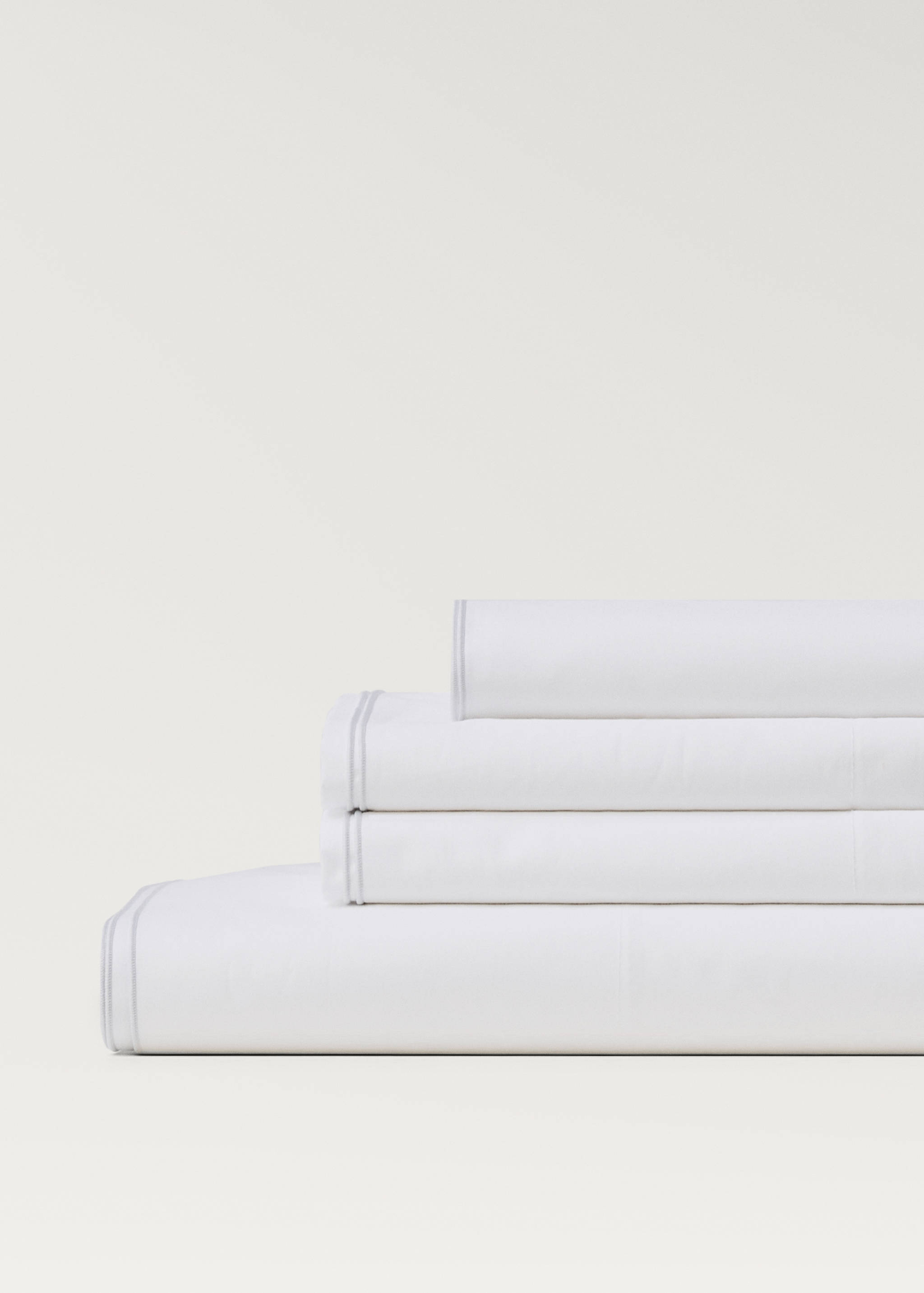 Percale cotton top sheet with double overlock for 135/140 cm bed - Details of the article 1