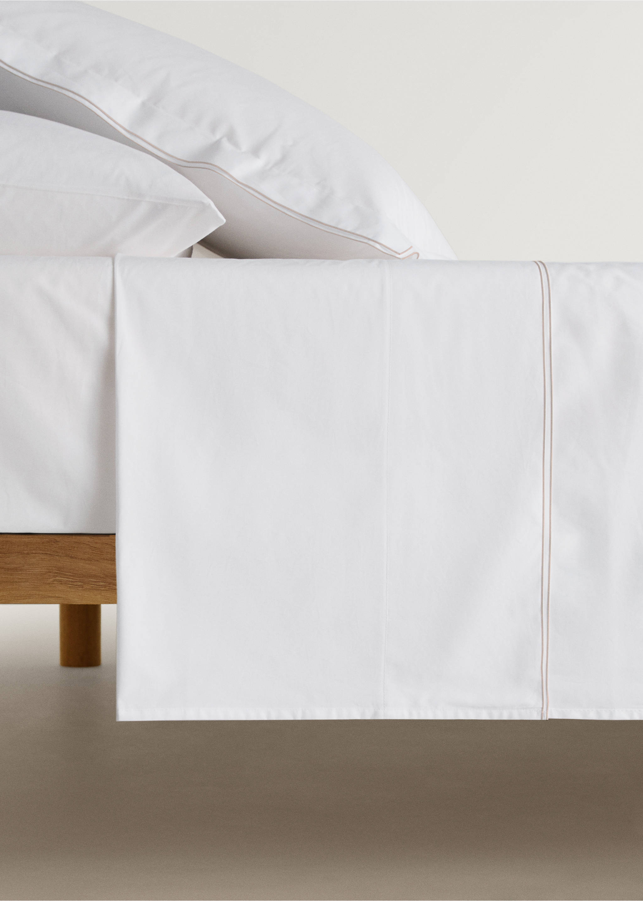 Çift overlok perkal pamuklu üst çarşaf  90 cm yatak için - Modelsiz ürün, Orta Kahverengi. Ref: 87012980-00.