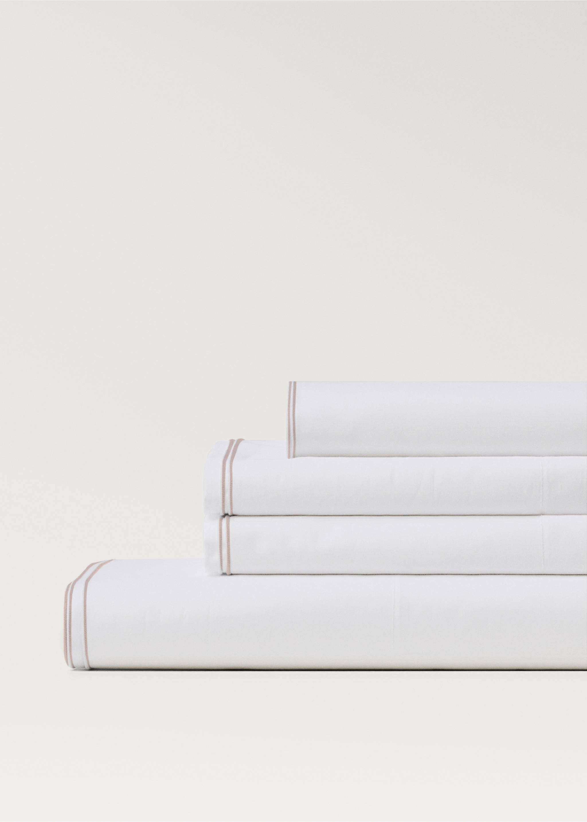 Çift overlok perkal pamuklu üst çarşaf  90 cm yatak için - Ürün detayı 1, Orta Kahverengi. Ref: 87012980-00.