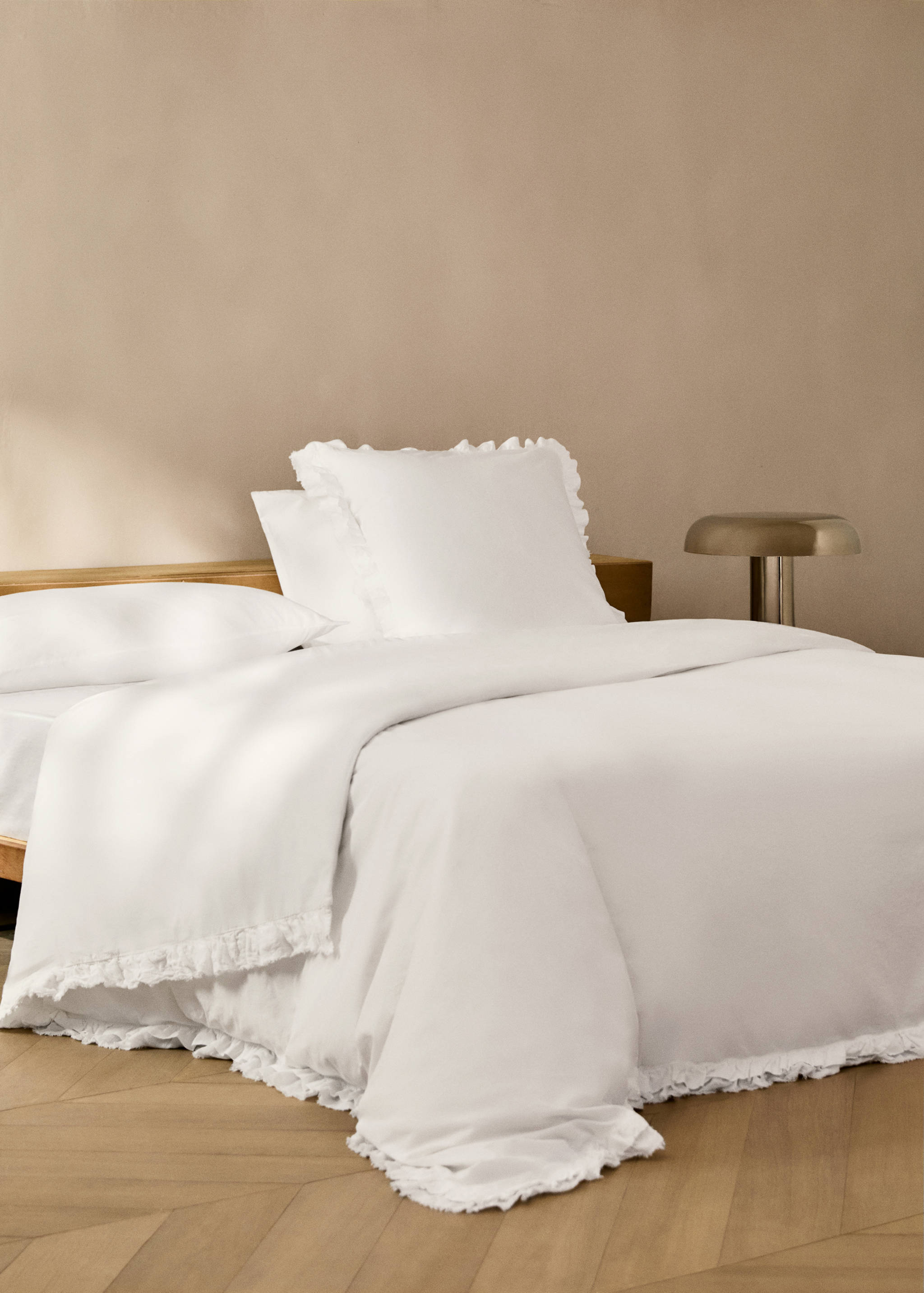 Washed cotton duvet cover with linen ruffle for 135/140 cm bed - General plane
