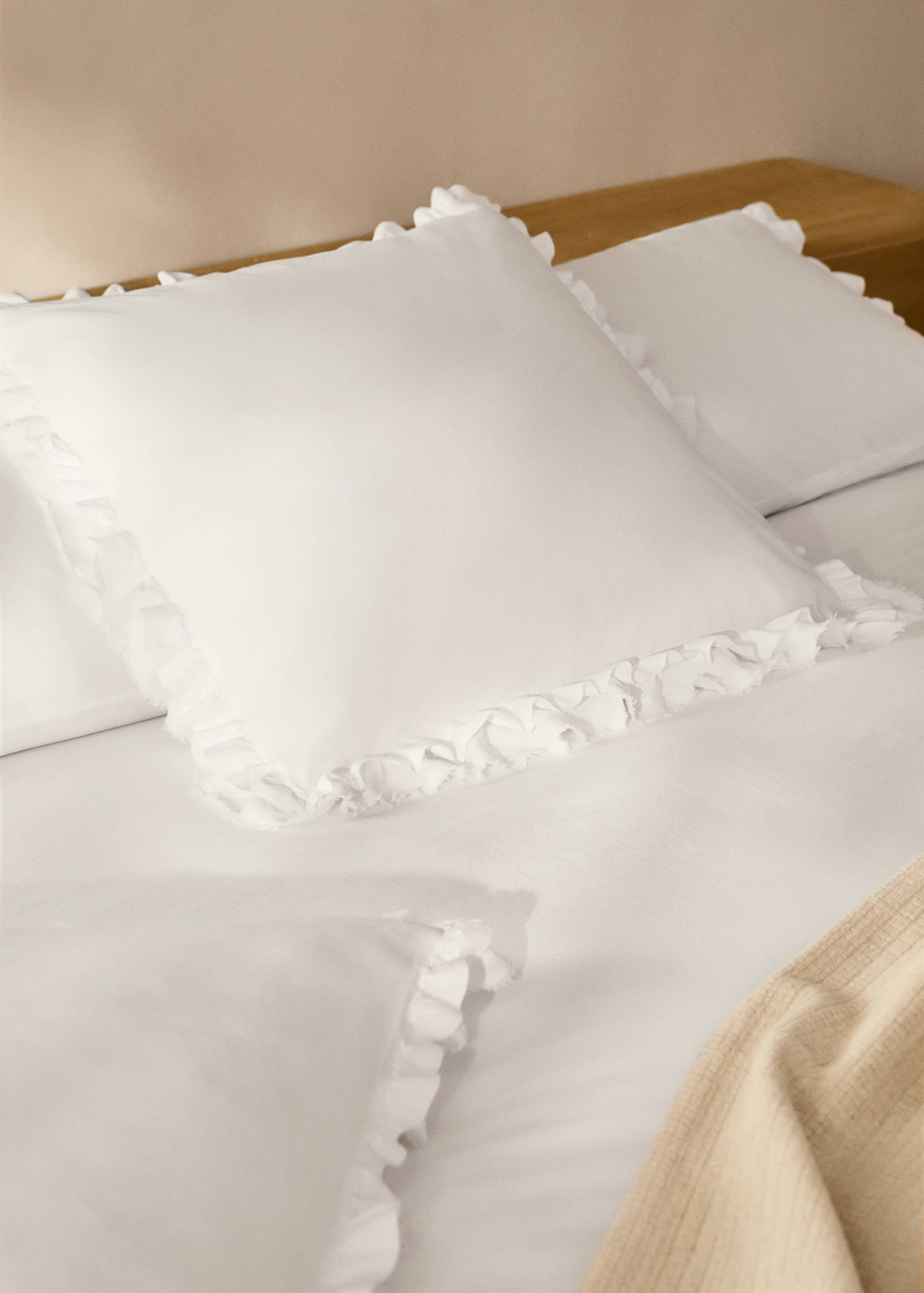 Washed cotton duvet cover with linen ruffle for 135/140 cm bed - Details of the article 7
