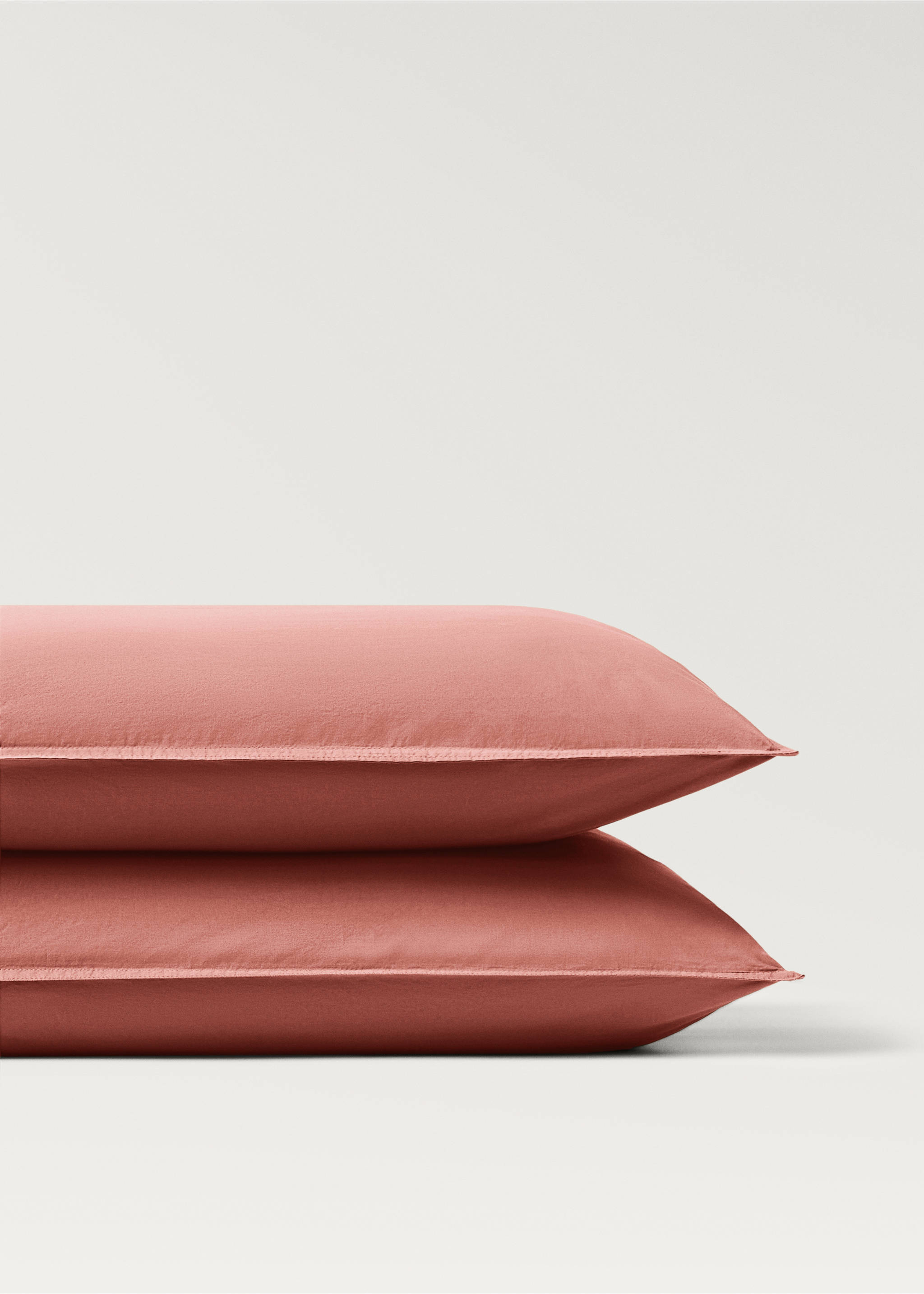 İki adet çift dikişli poplin pamuklu yastık kılıfı 50x75 cm - Ürün detayı 3, Orta Pembe. Ref: 87013030-00.