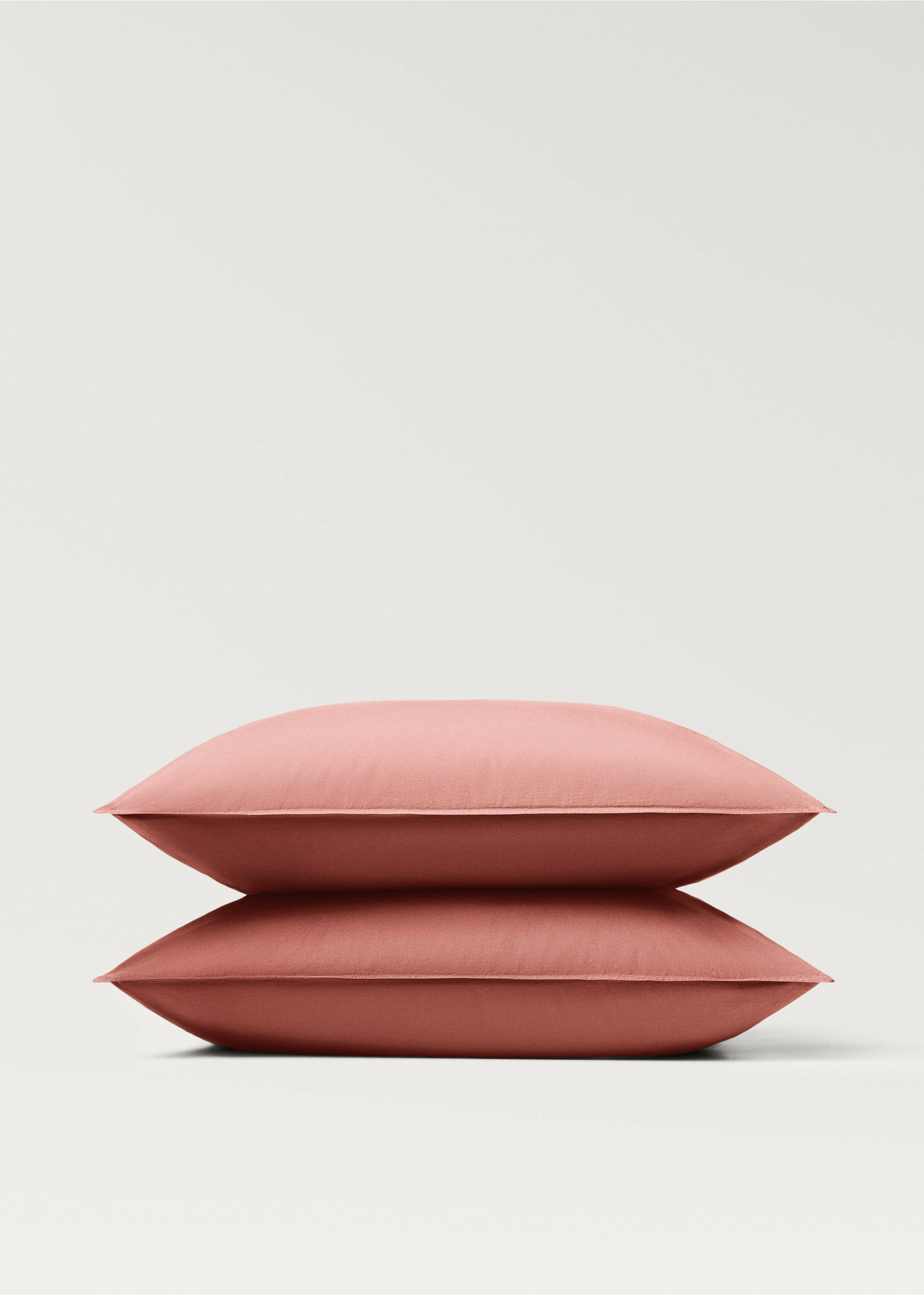 İki adet çift dikişli poplin pamuklu yastık kılıfı 60x60 cm - Ürün detayı 3, Orta Pembe. Ref: 87013031-00.