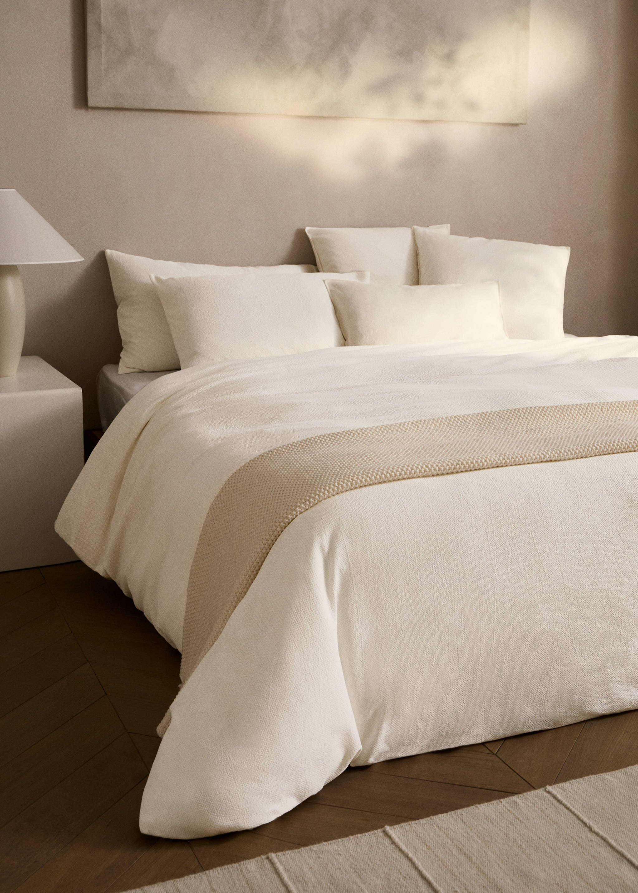 Cotton percale textured duvet cover for 150/160 cm bed - General plane