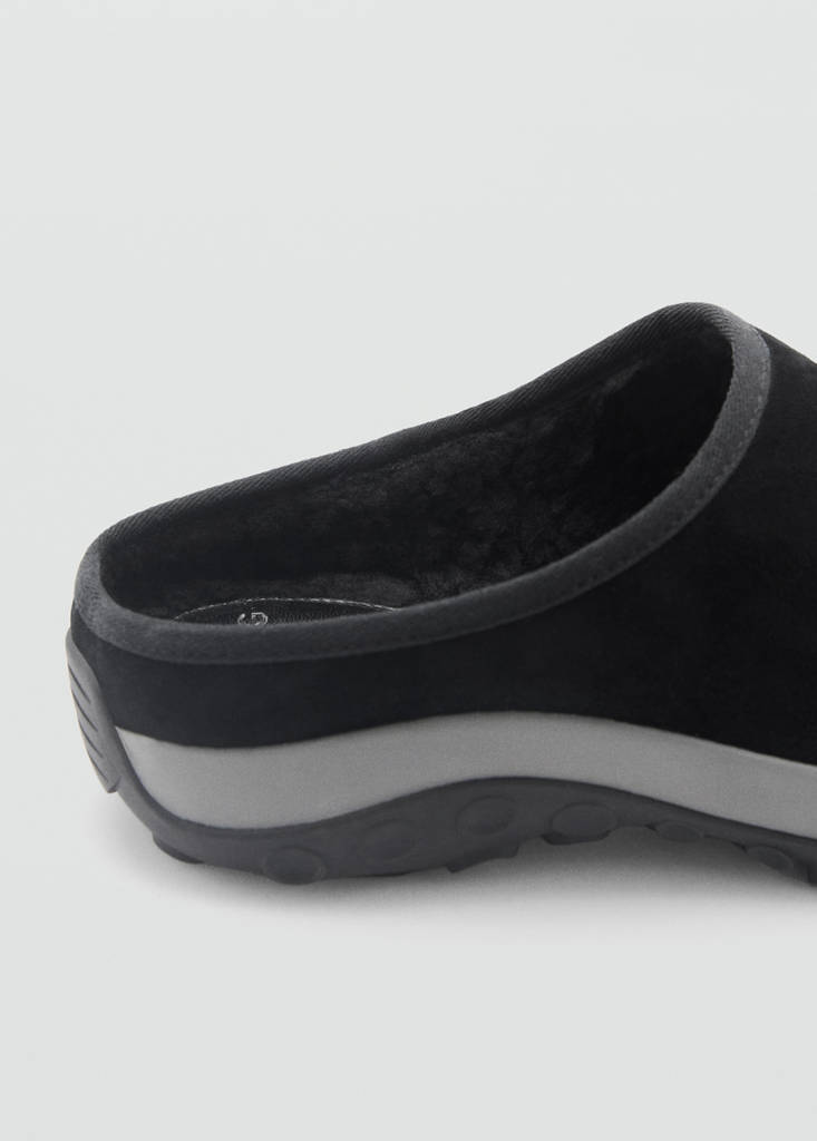 Leather clogs with track sole — Black