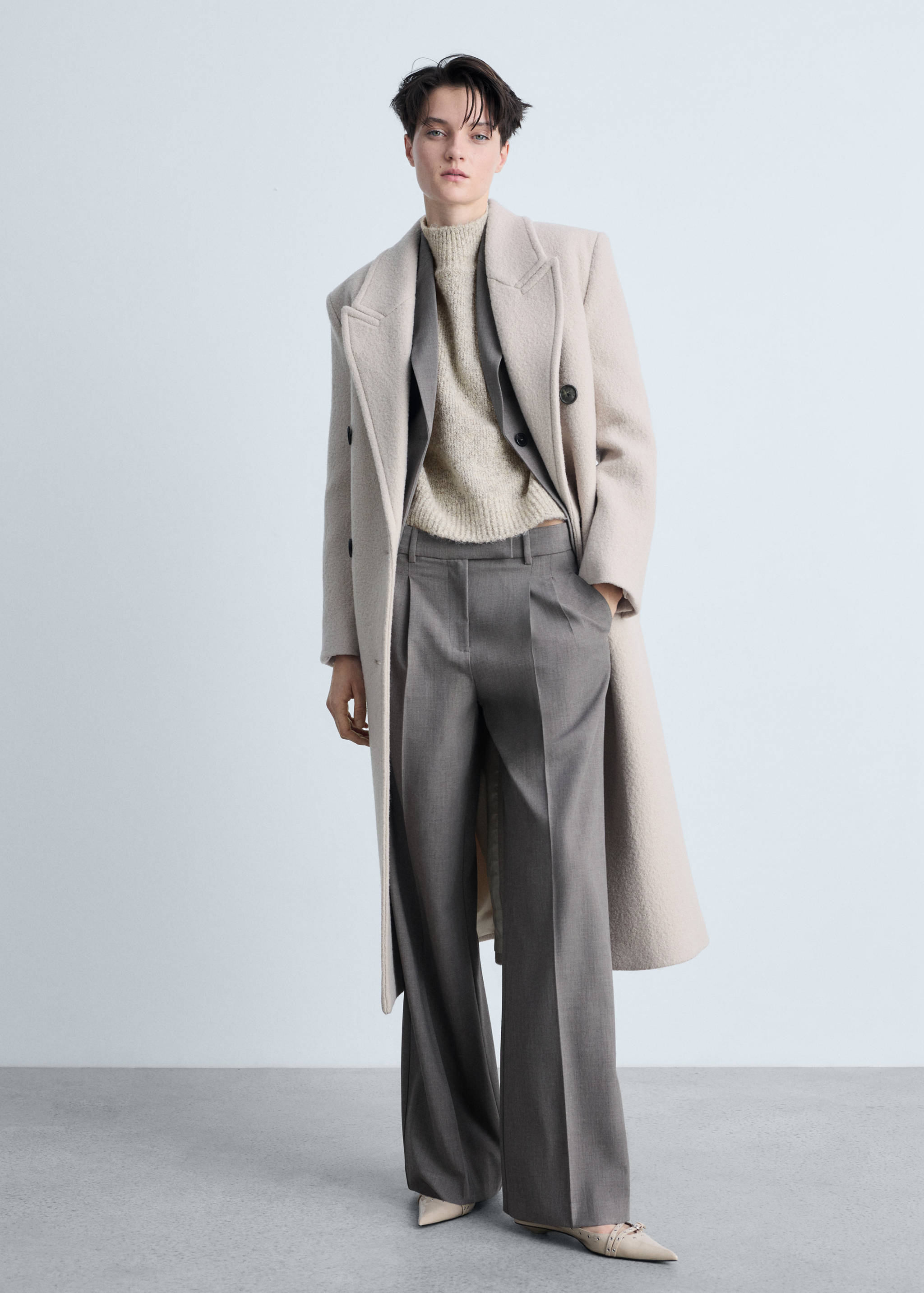 Knitted sweater with perkins neck - General plane